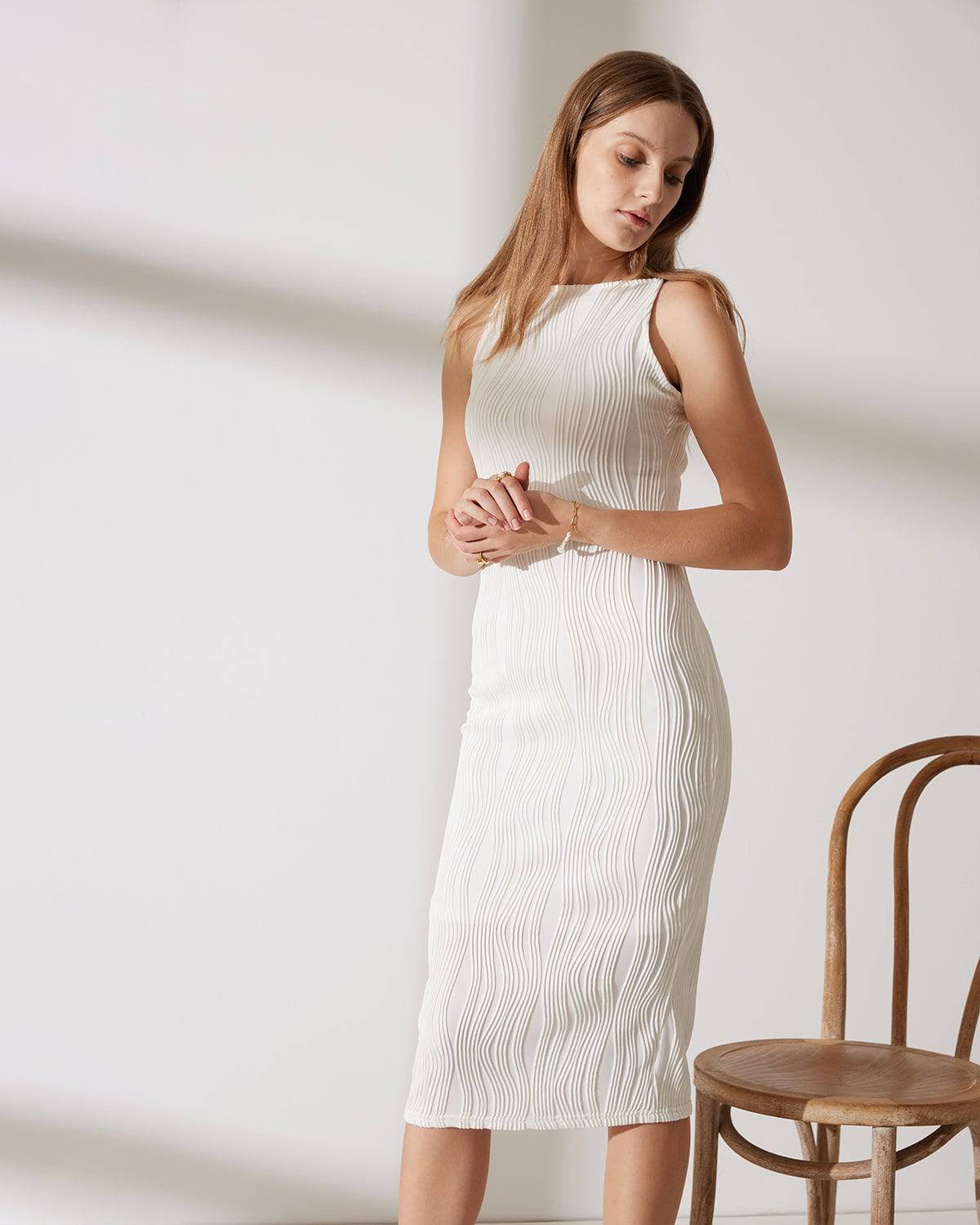 Vestido cami com textura ondulada