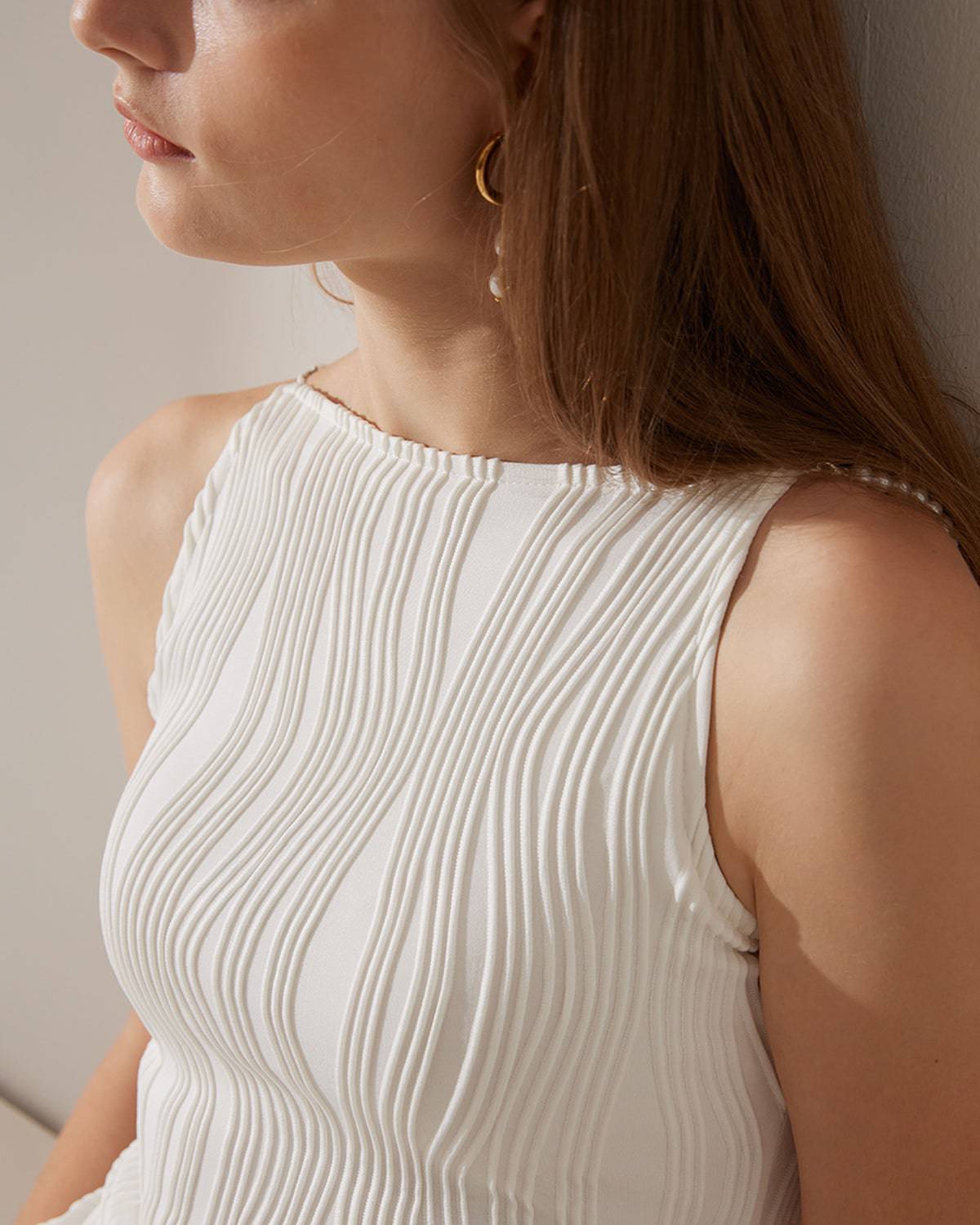Vestido cami com textura ondulada