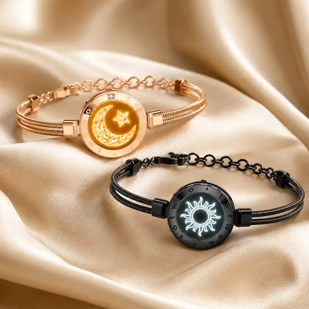 Sun & Moon Touch Bracelets with Snake Chain