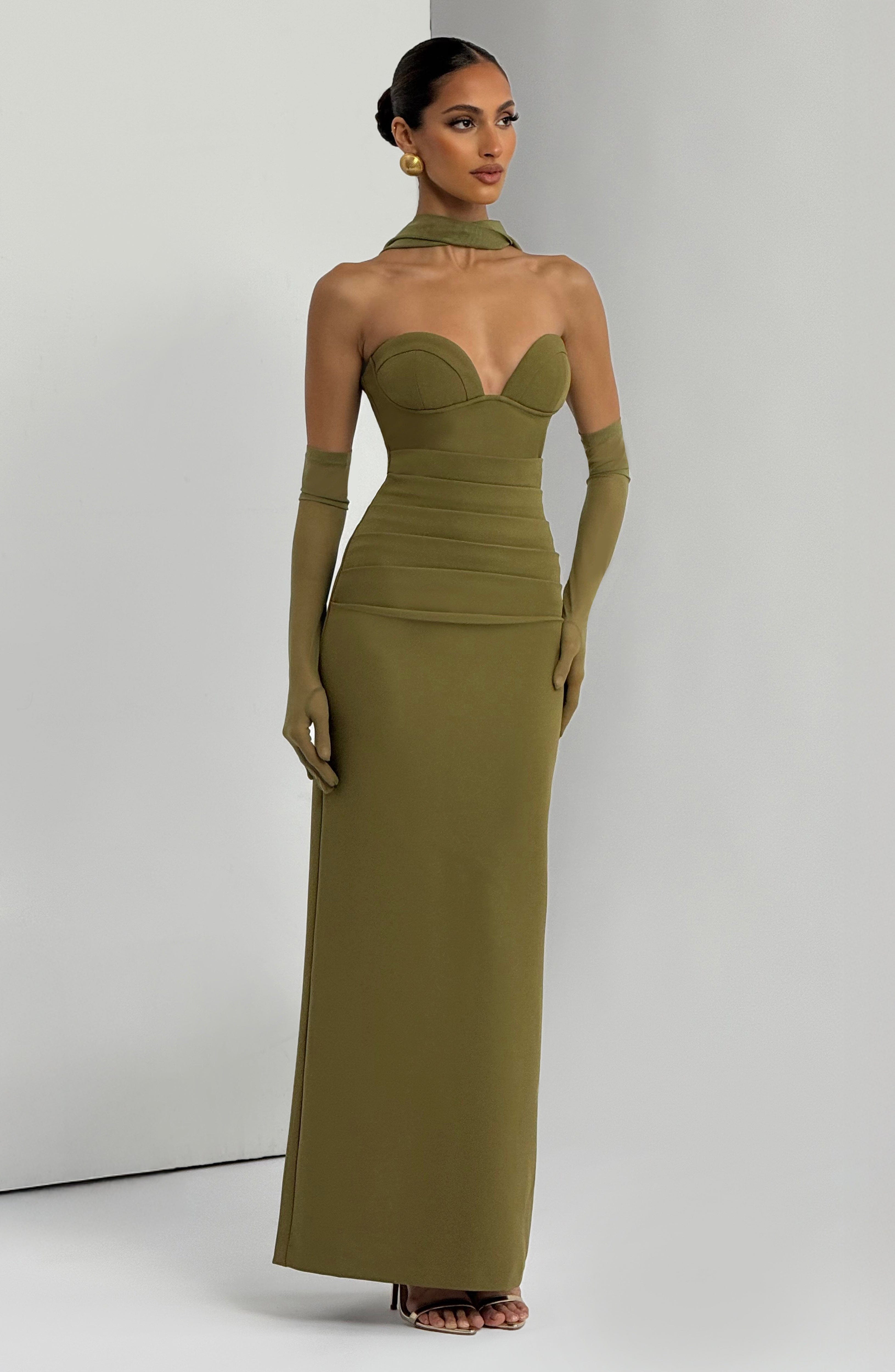 Vestido Longo Lindsey - Verde Oliva Escuro