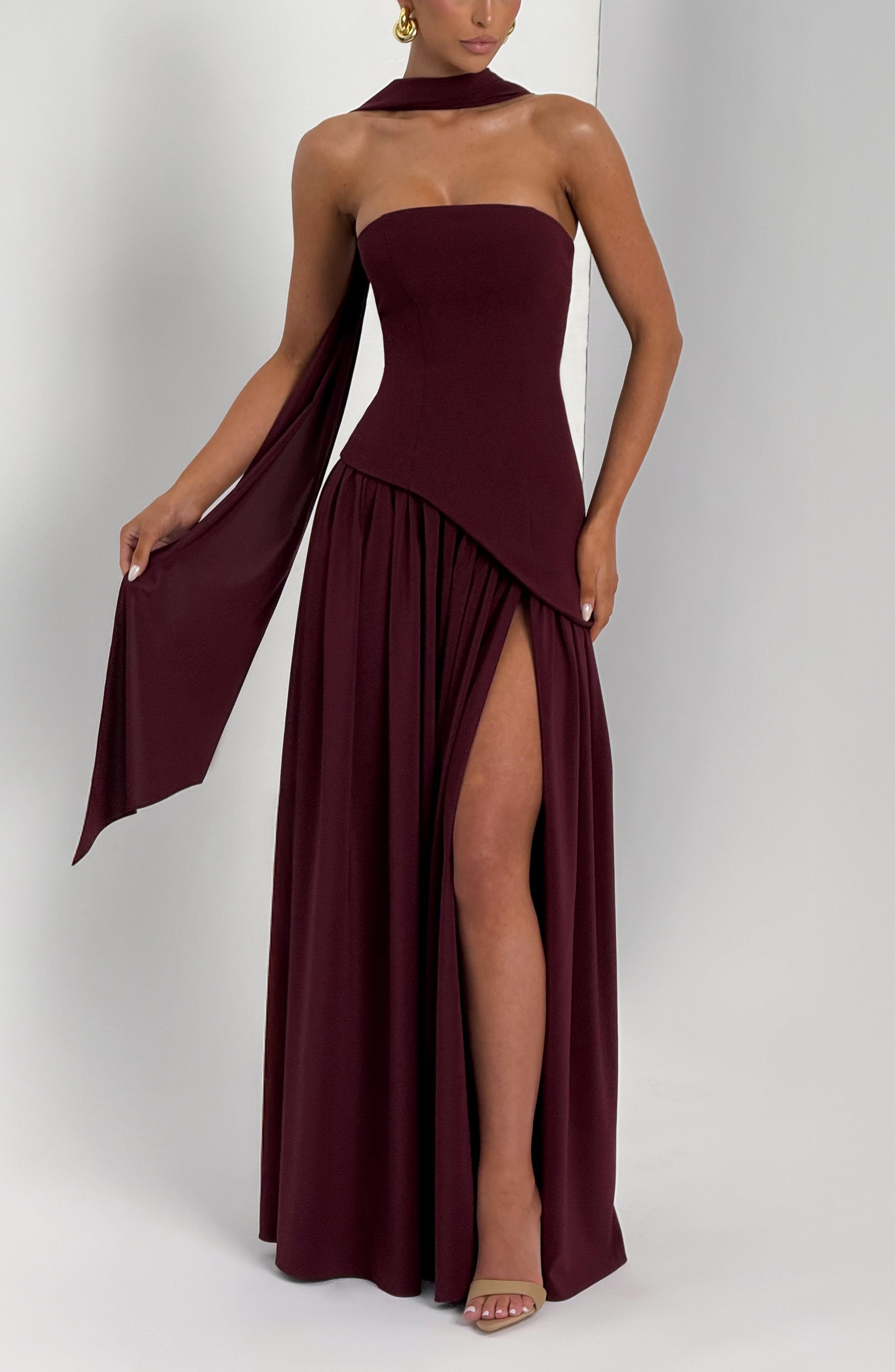 Vestido Longo Maliyah — Laqueado Cereja