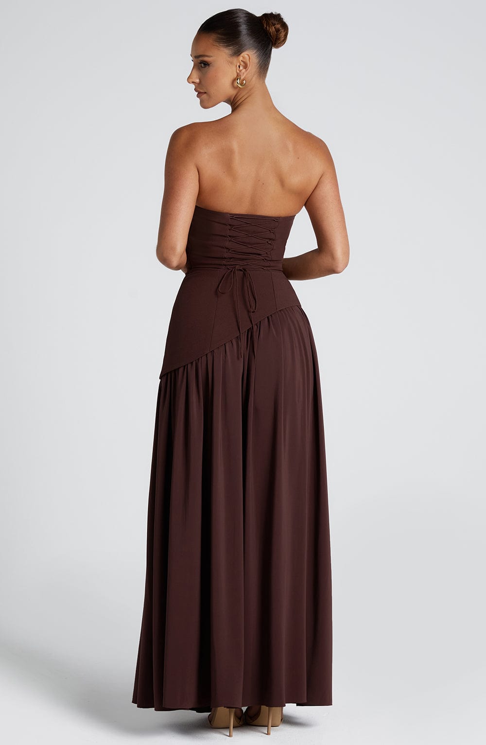 Vestido Longo Maliyah - Ameixa e Marrom