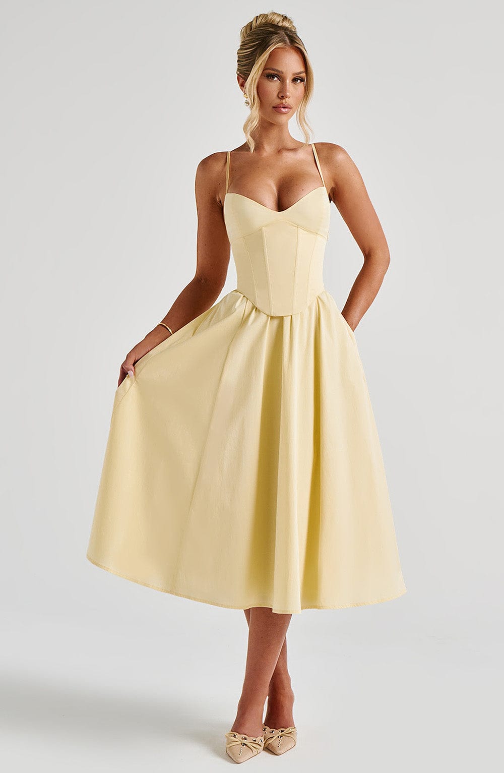 Vestido Midi Mariella - Amarelo Limão