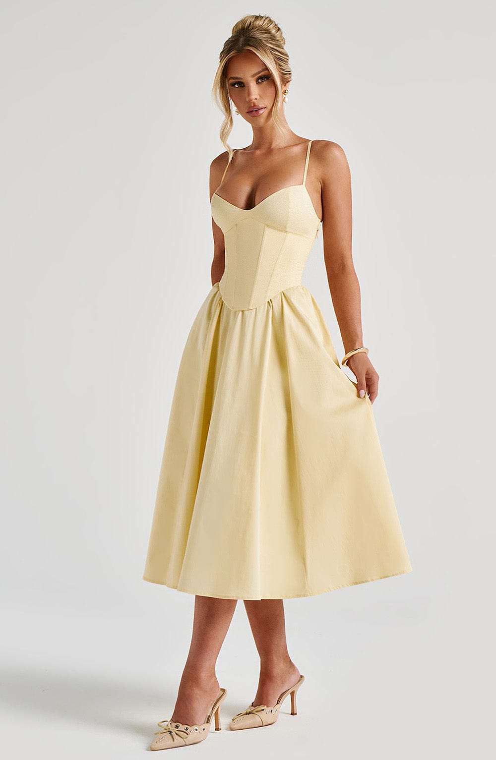 Vestido Midi Mariella - Amarelo Limão