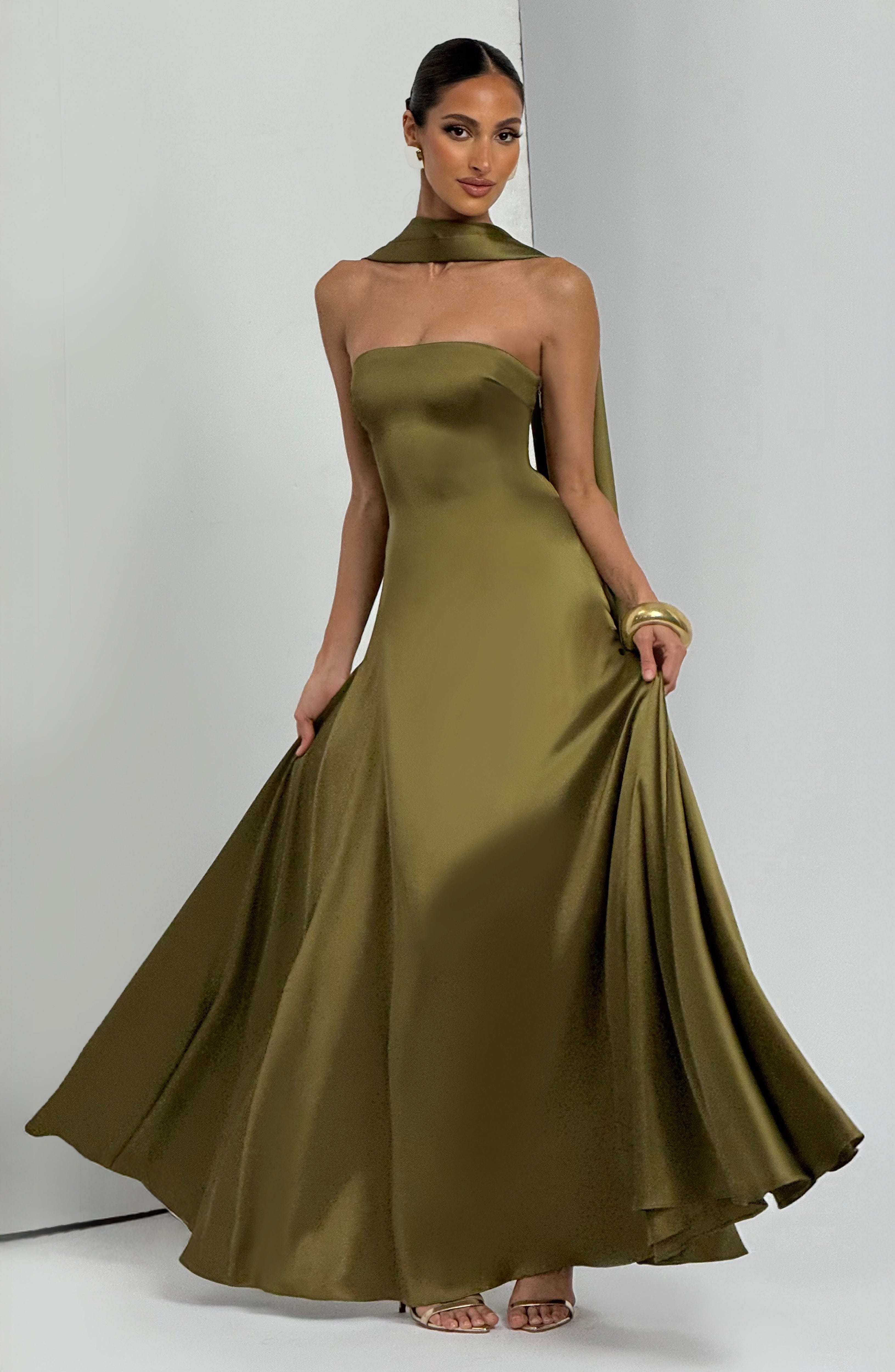 Vestido Longo Morven - Verde Oliva Escuro