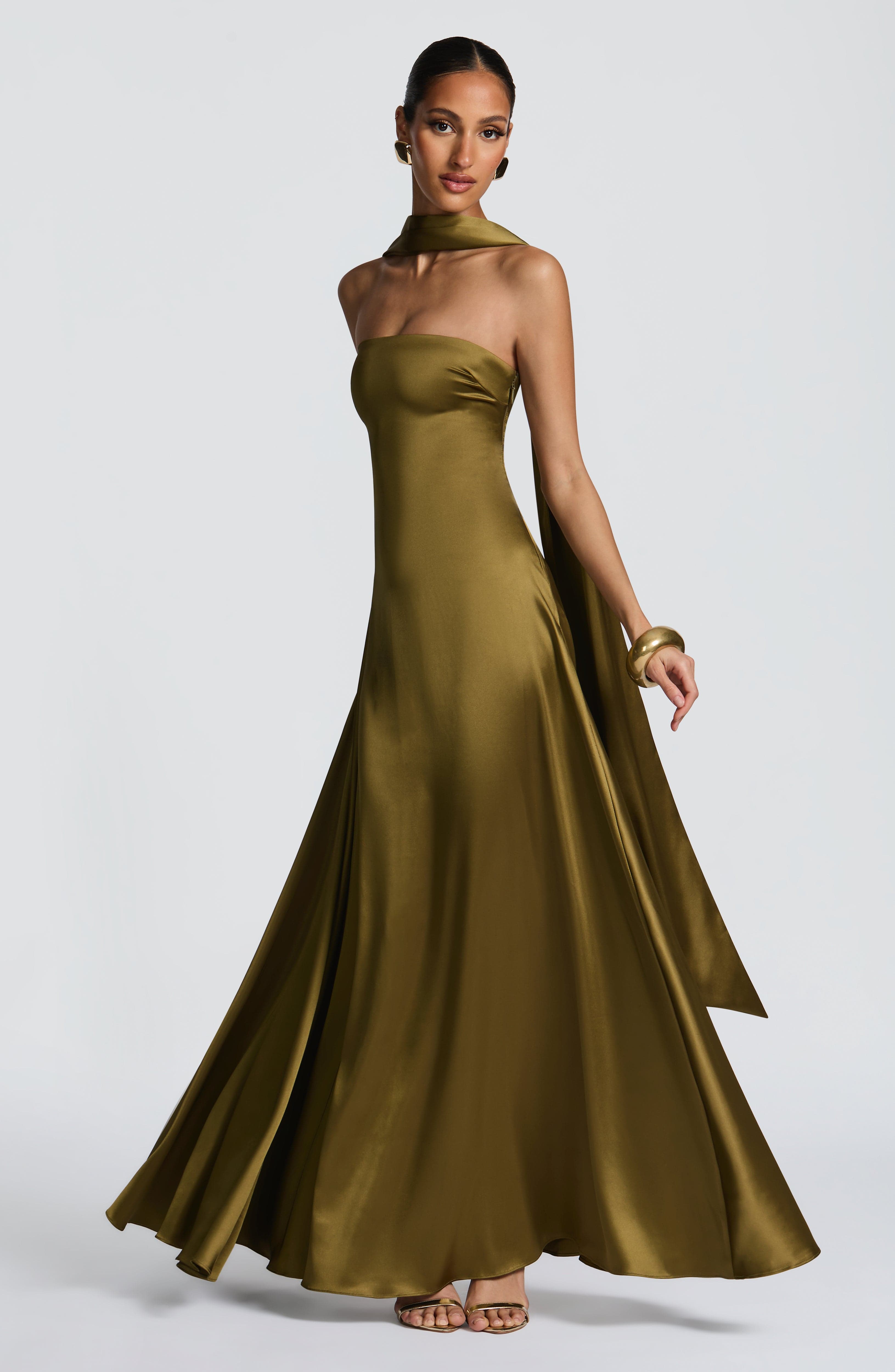 Vestido Longo Morven - Verde Oliva Escuro