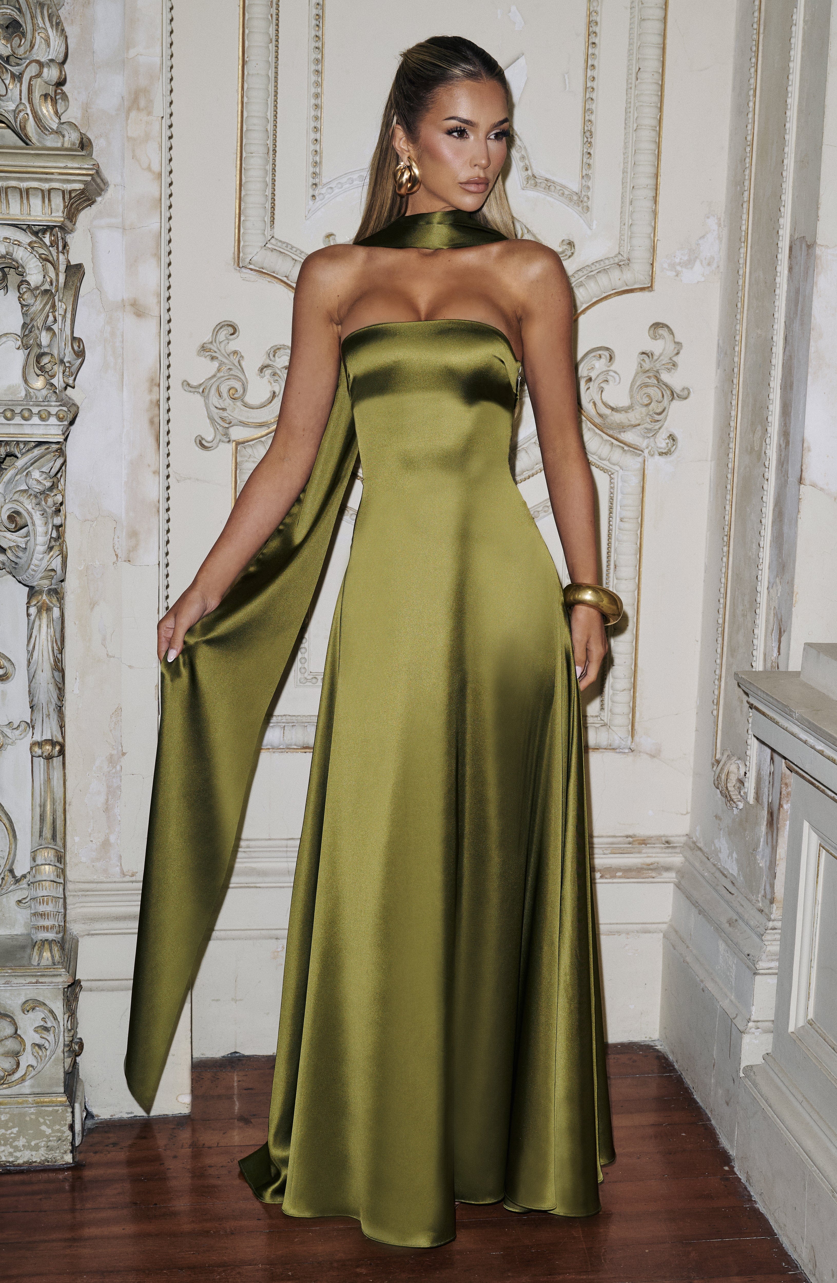 Vestido Longo Morven - Verde Oliva Escuro