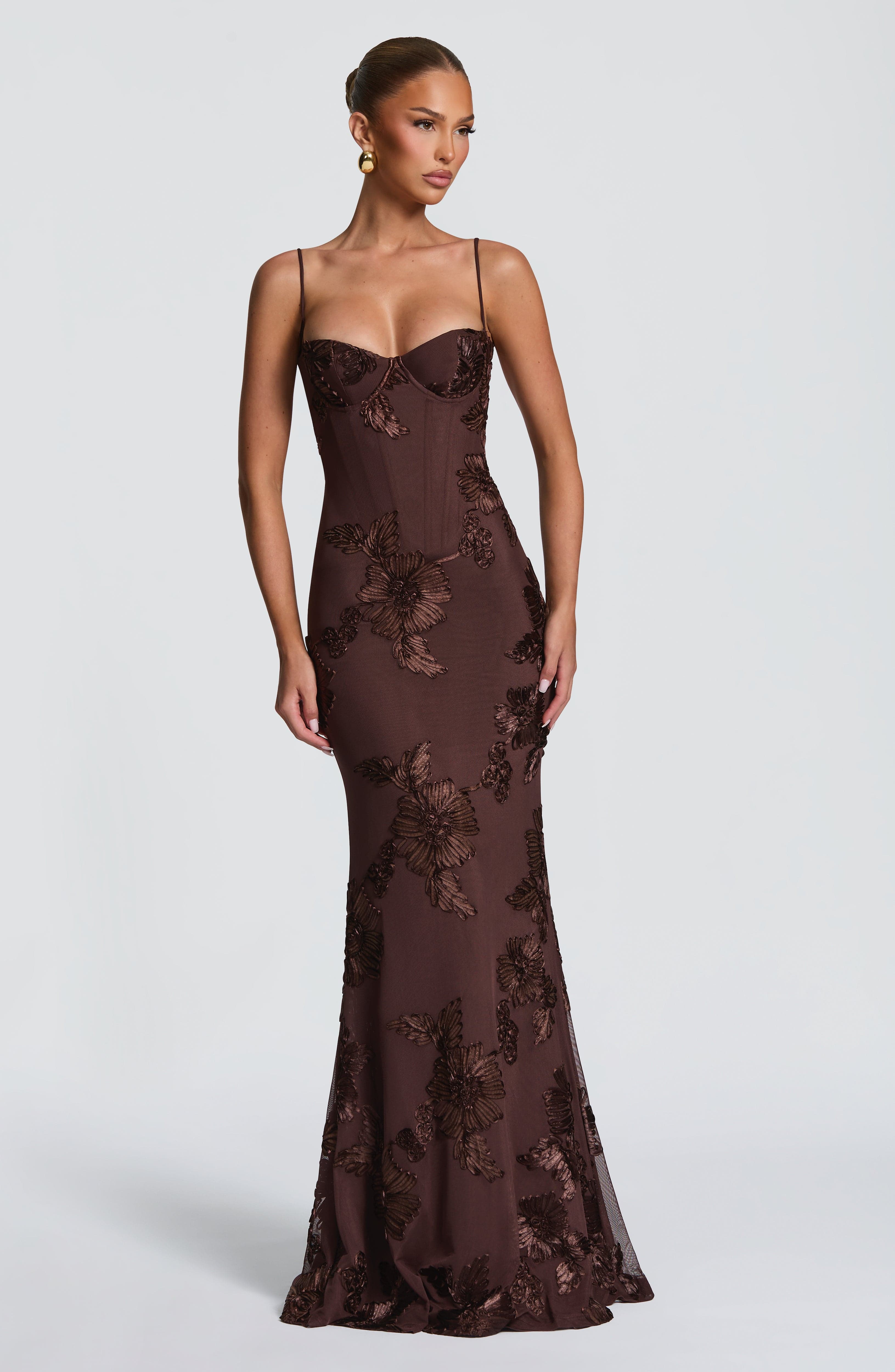 Vestido Longo Nefertiti - Ameixa/Marrom