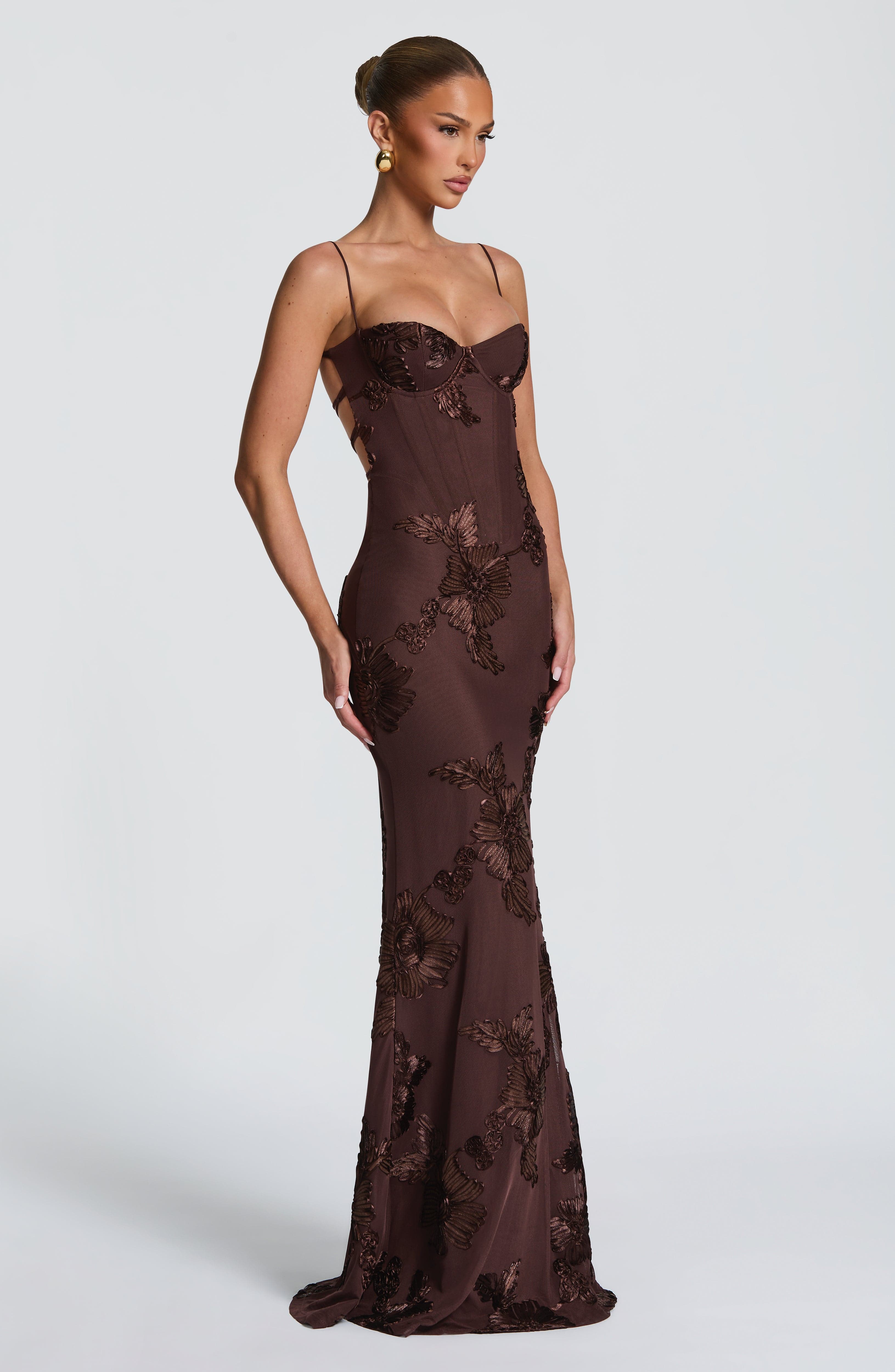 Vestido Longo Nefertiti - Ameixa/Marrom