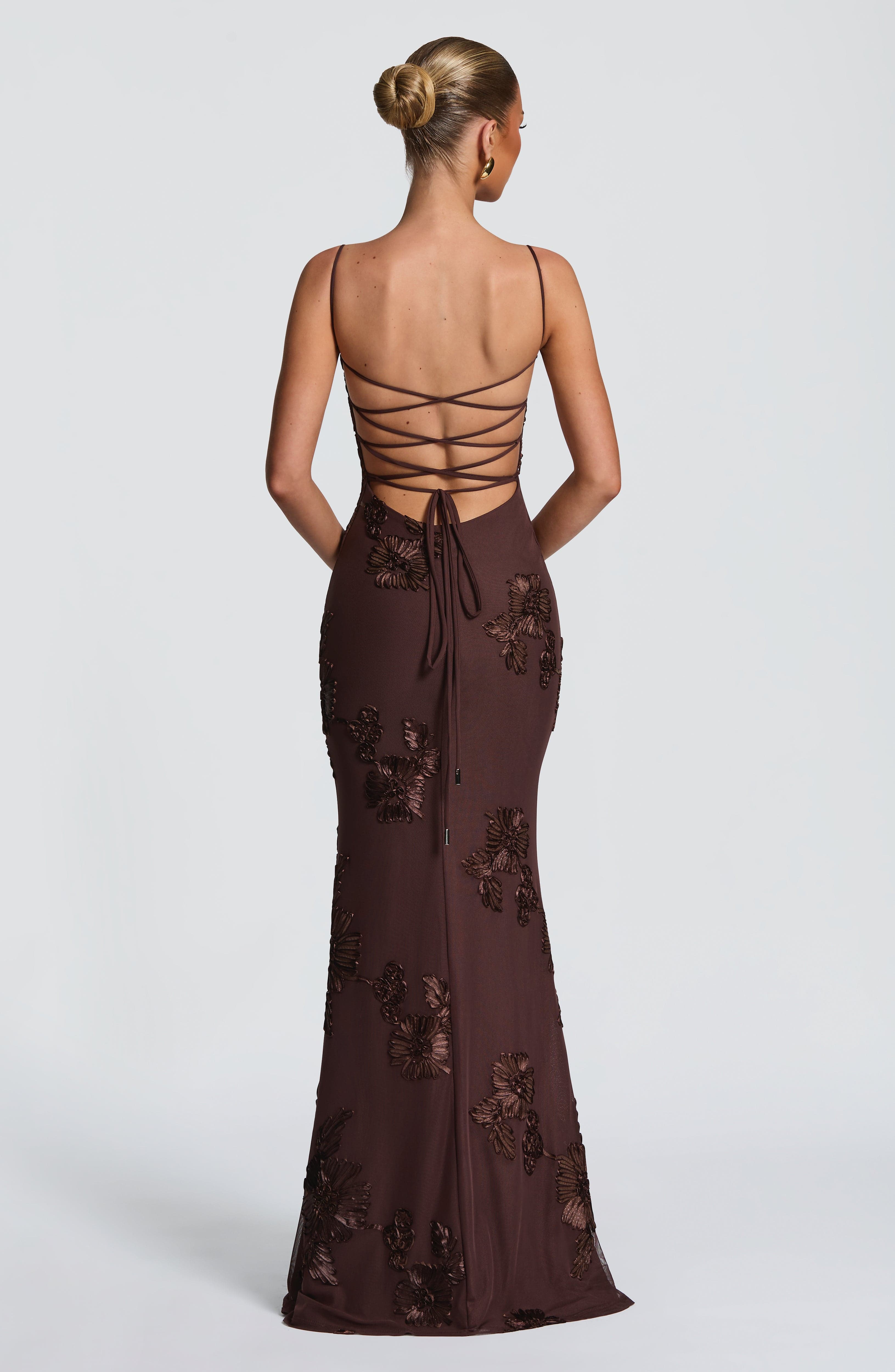 Vestido Longo Nefertiti - Ameixa/Marrom