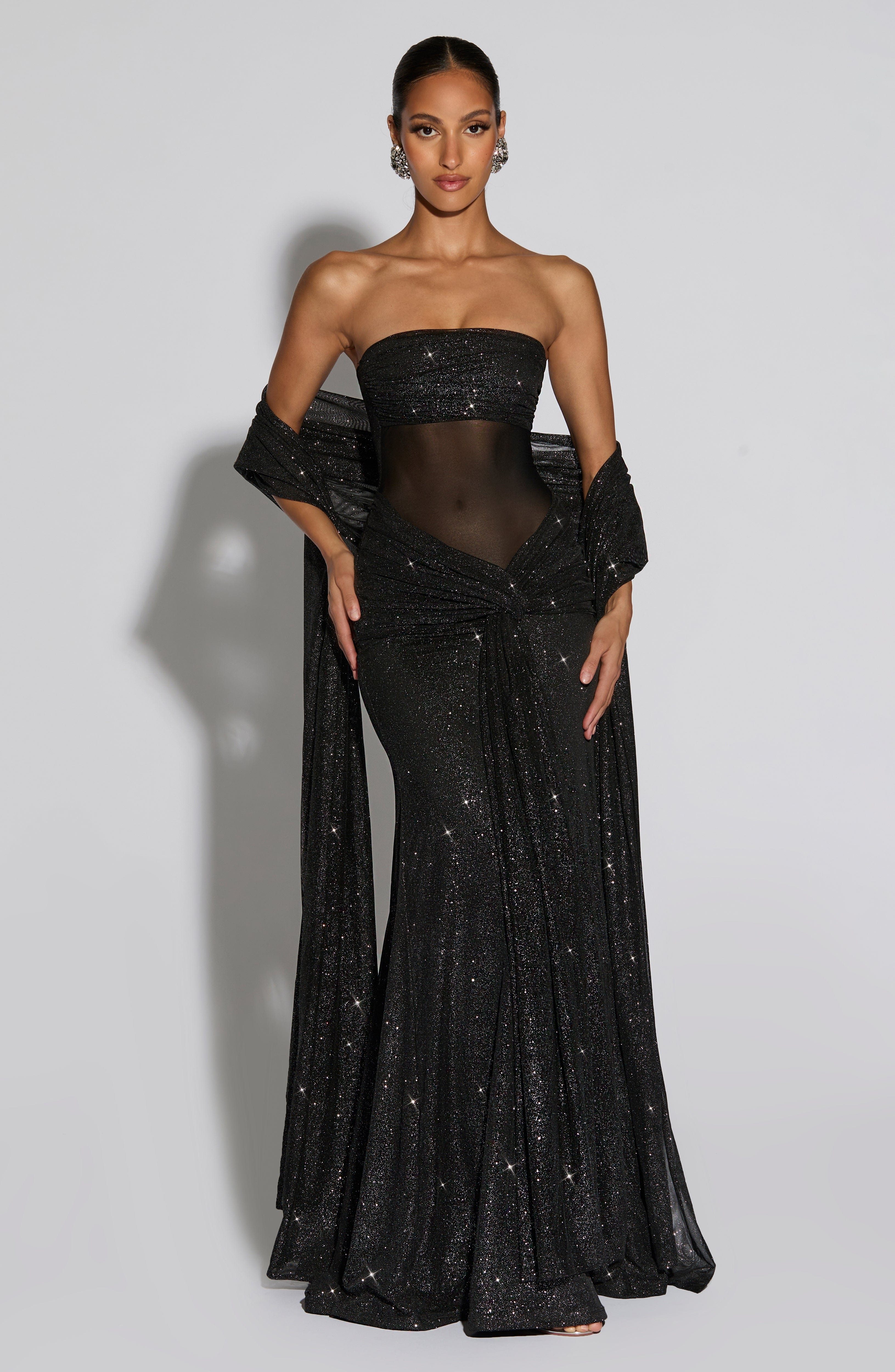 Vestido Longo Paula - Preto com Brilho