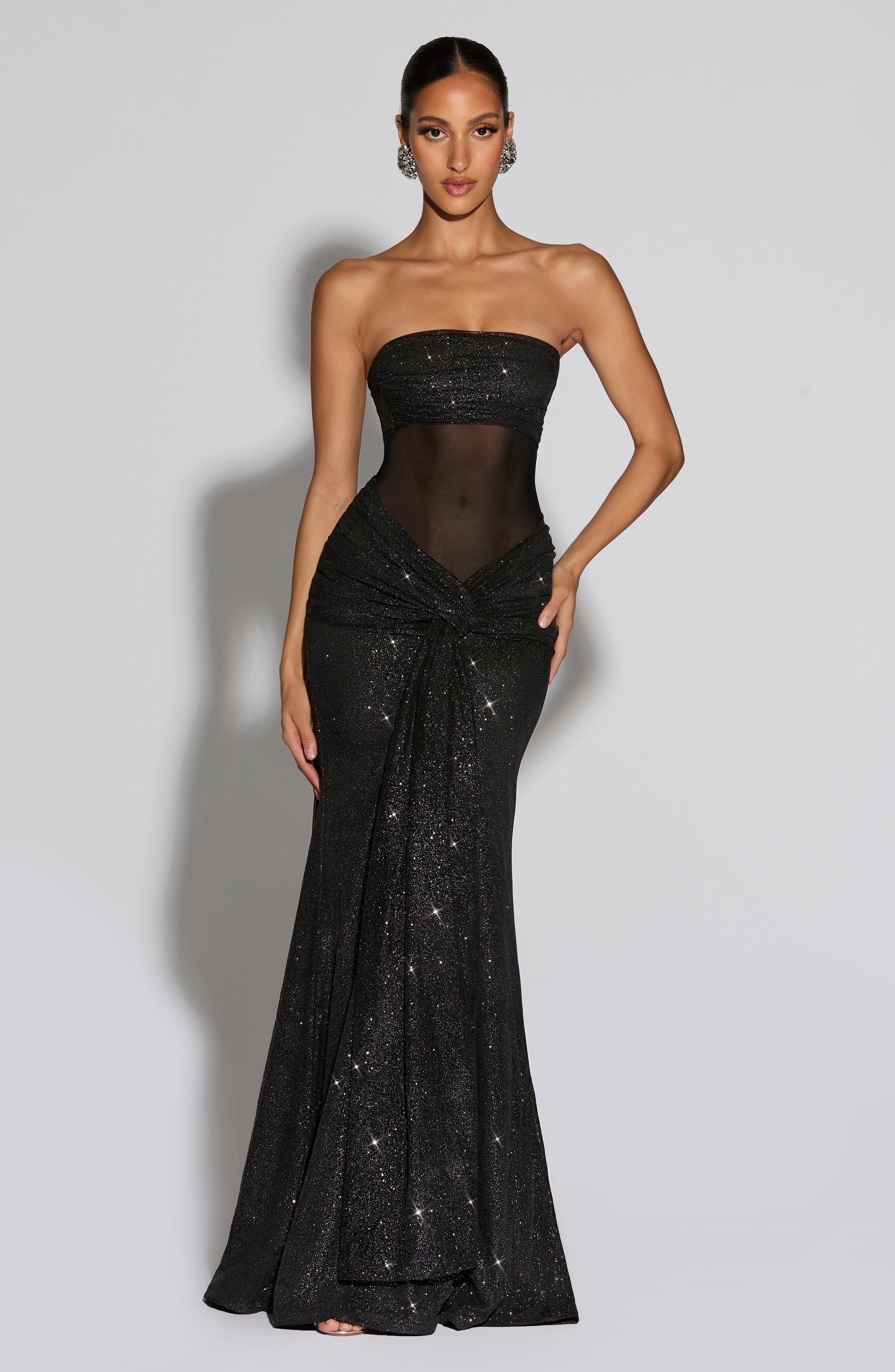 Vestido Longo Paula - Preto com Brilho