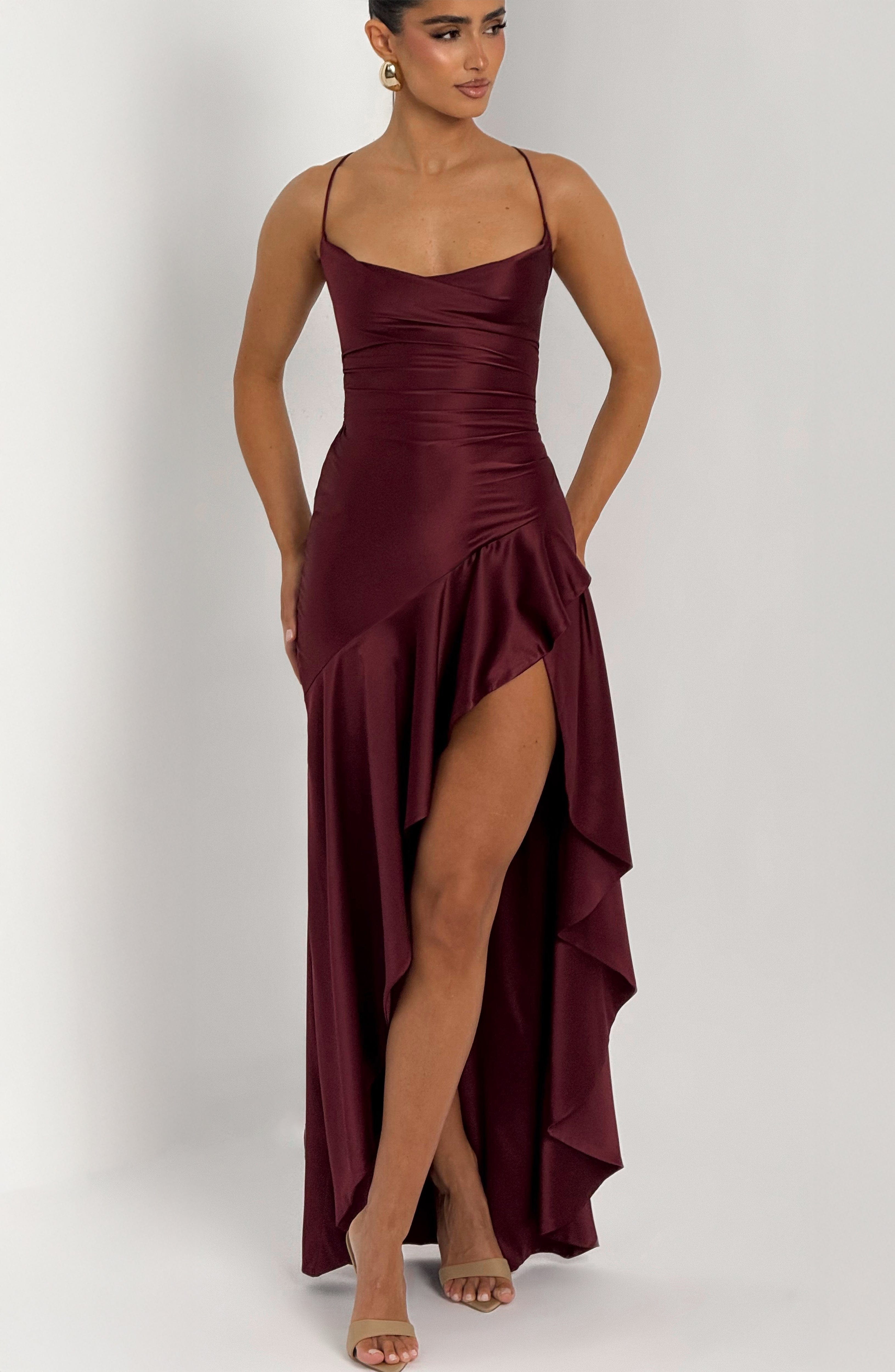 Vestido Longo Samira - Cereja Laqueada