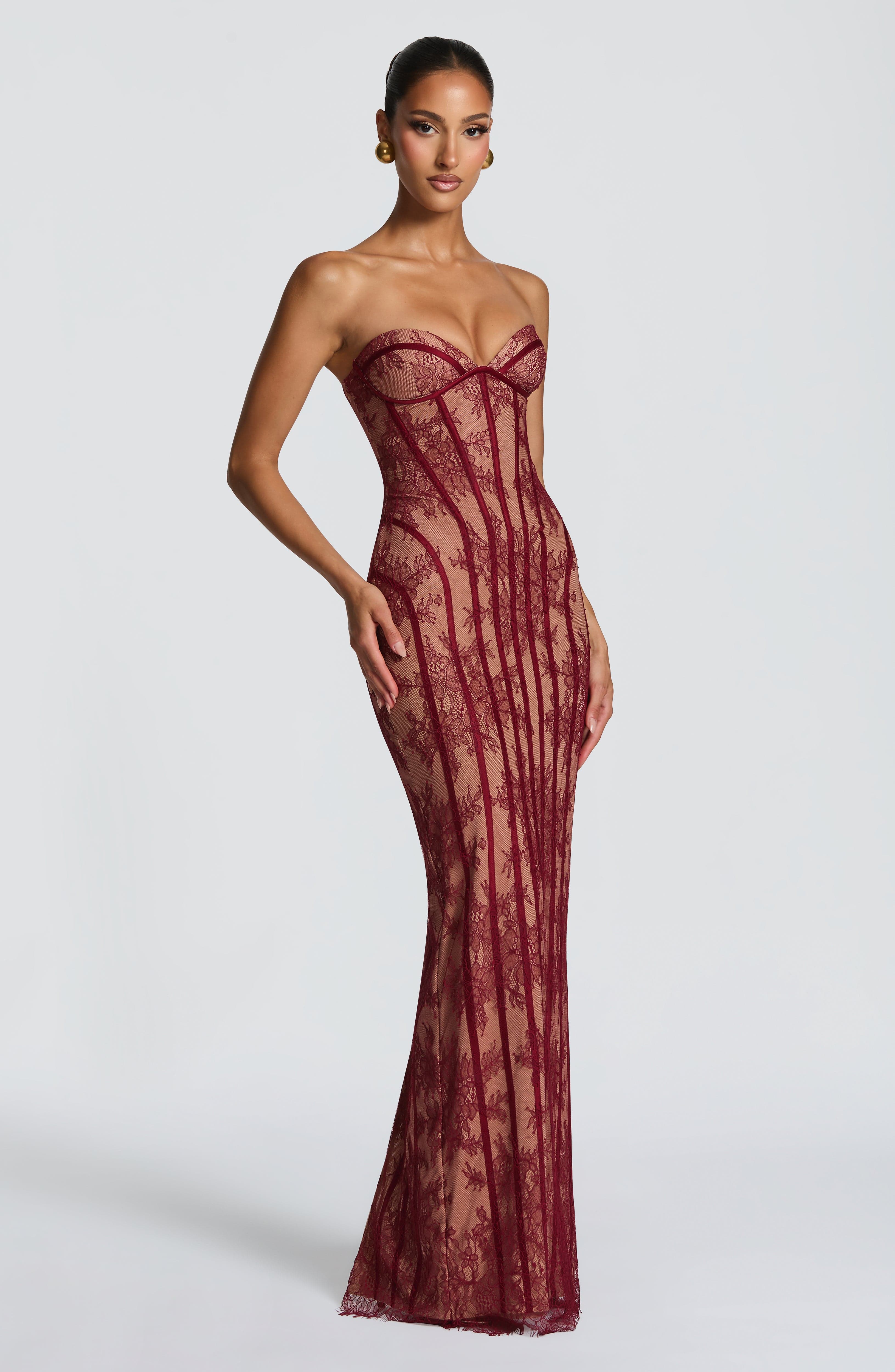 Vestido Longo Sian - Bordô