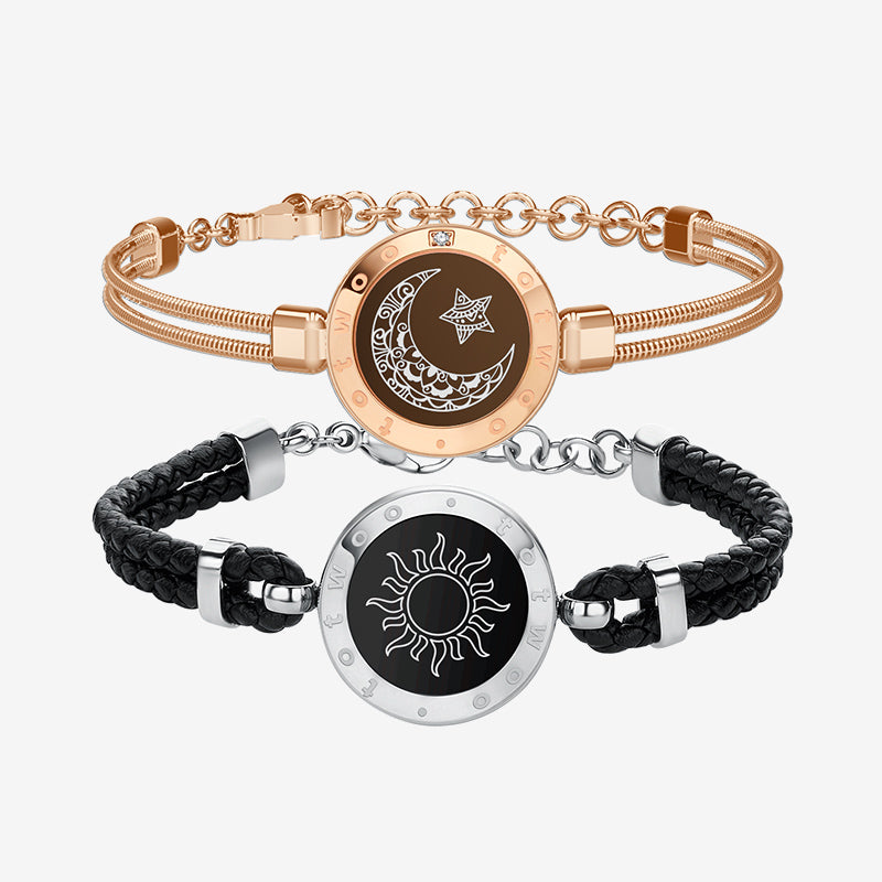 Sun & Moon Touch Bracelets with Snake Chain