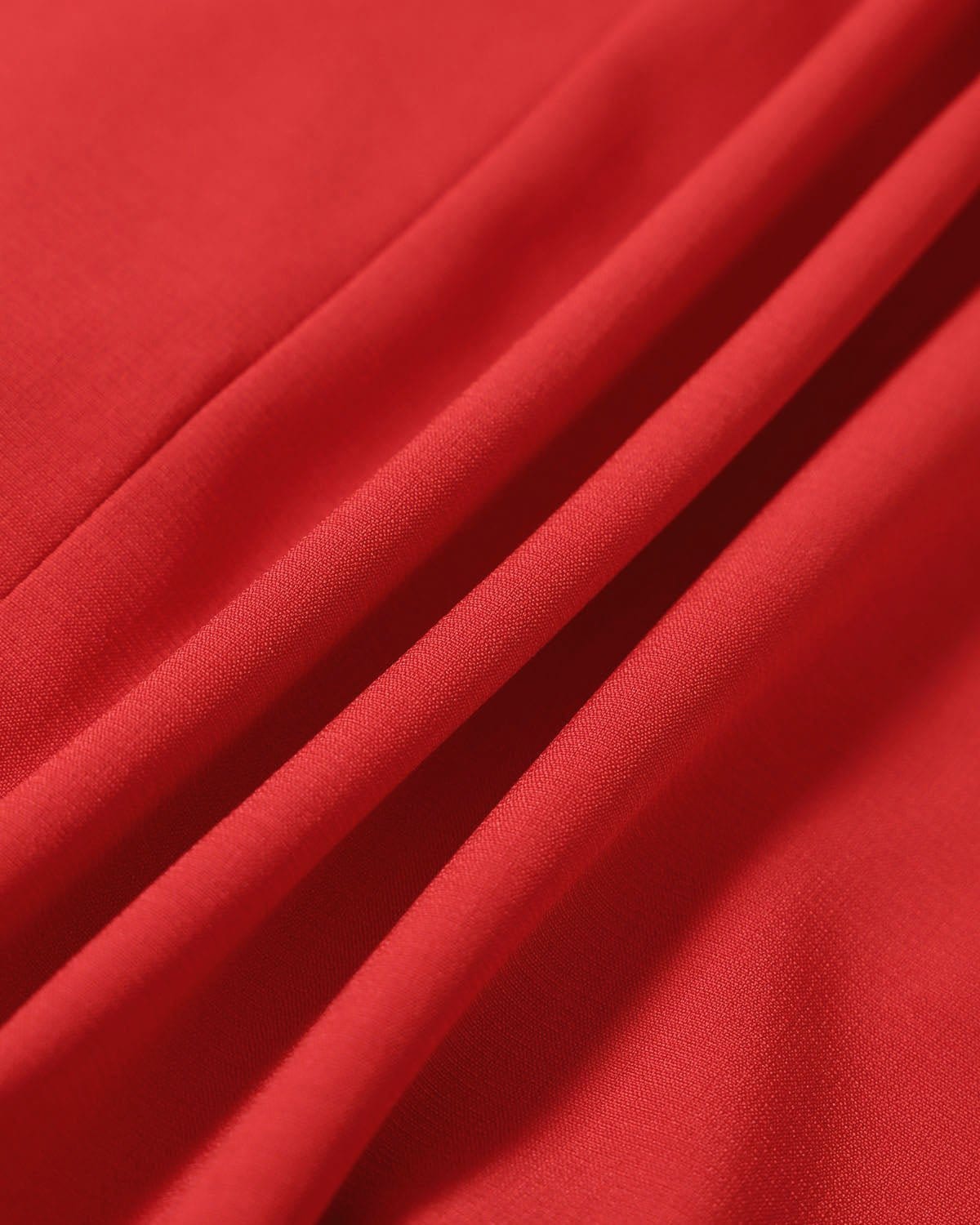 Vestido mini vermelho com decote canoa e cintura alta