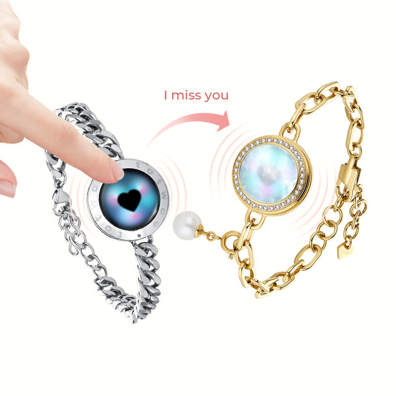 Soulmate 2.0 Touch Bracelets Set(Silver Cuban Chain+Gold Paperclip Chain)