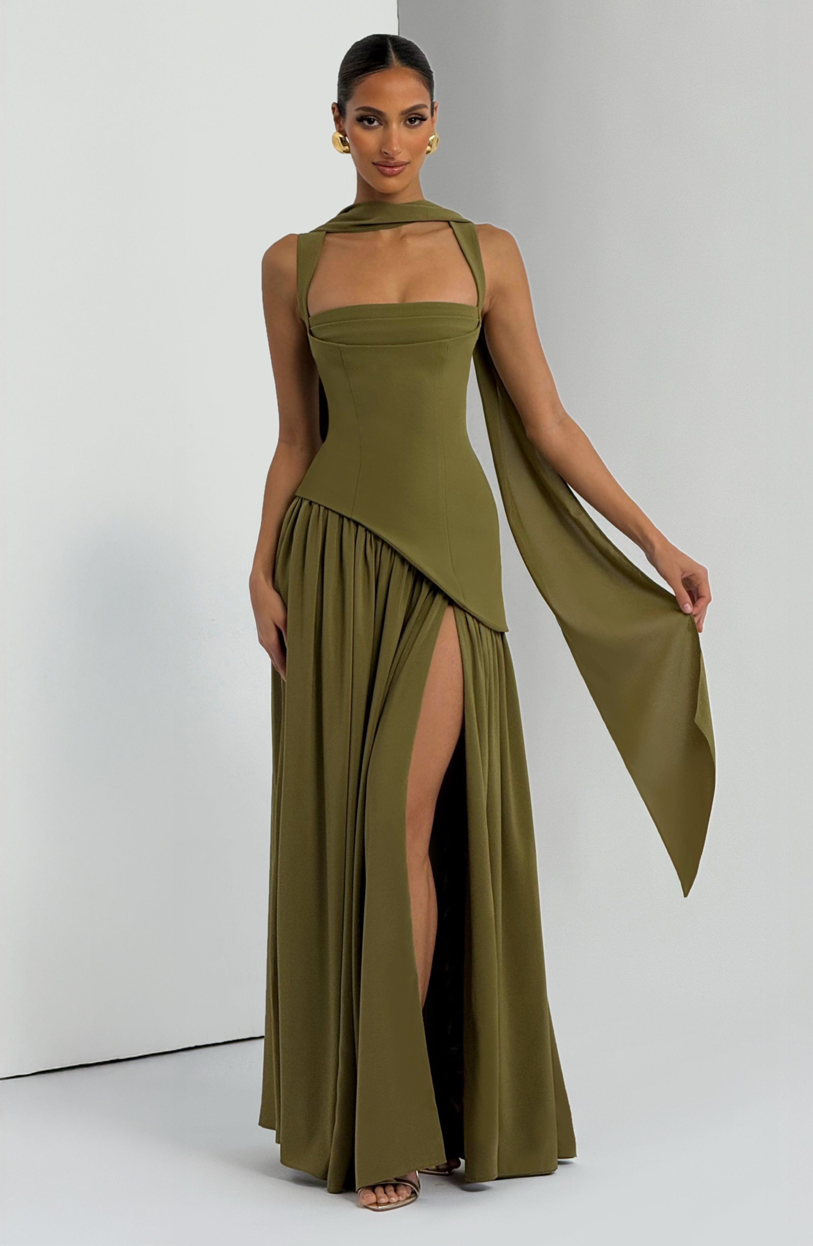 Vestido Longo Tullulah - Verde Oliva Escuro