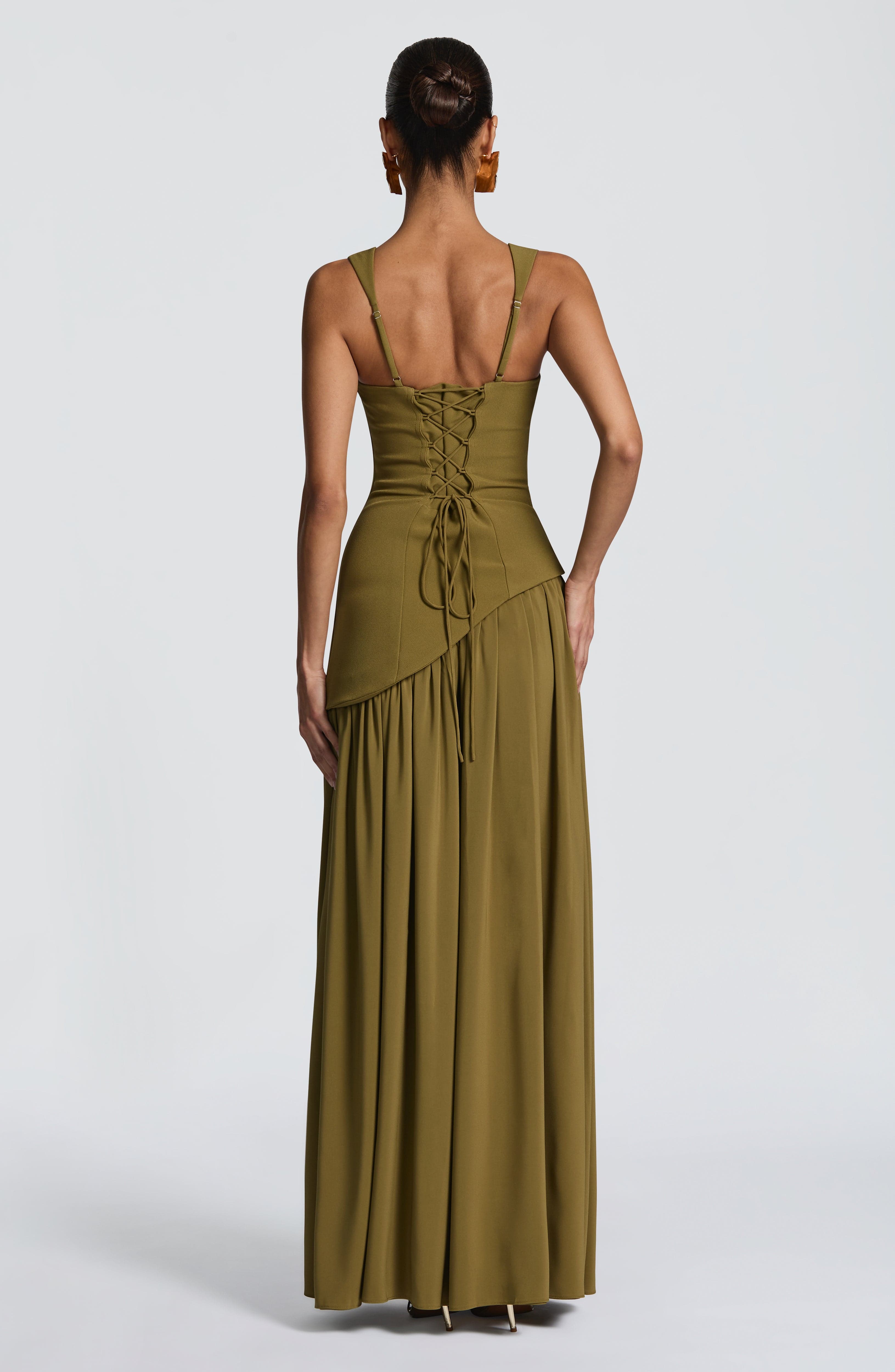 Vestido Longo Tullulah - Verde Oliva Escuro