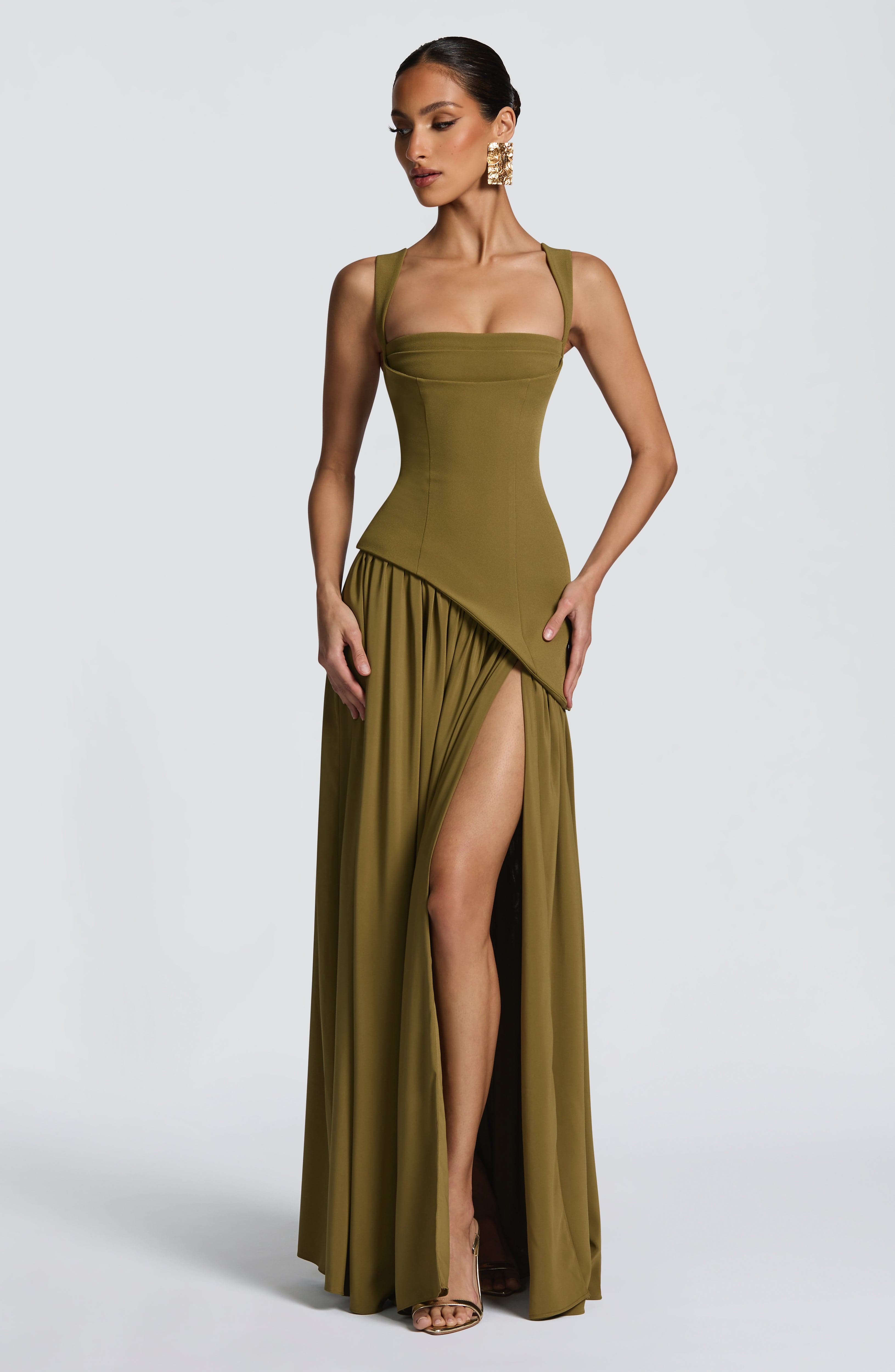 Vestido Longo Tullulah - Verde Oliva Escuro