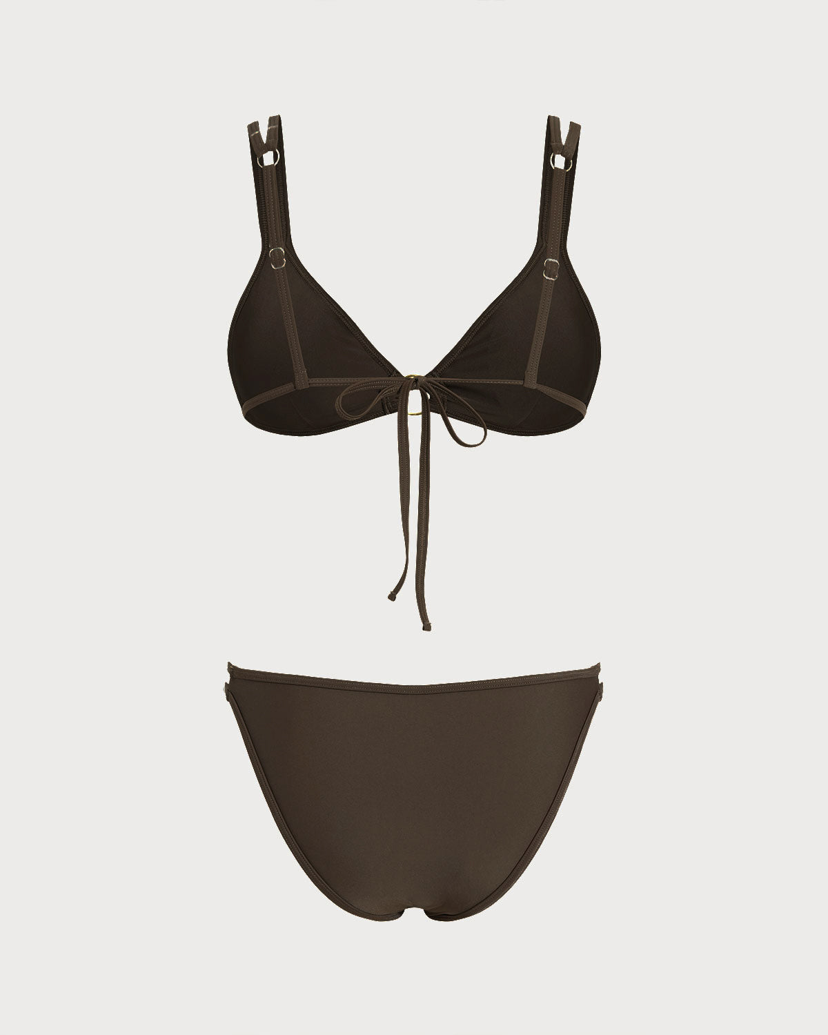 Conjunto de biquíni cortininha com argola — Café