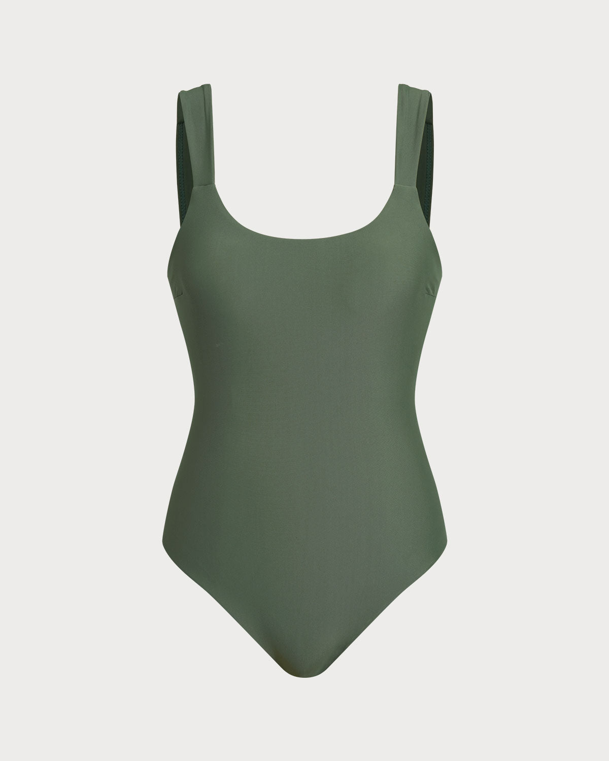 Maiô inteiro verde com decote em U e efeito modelador na barriga