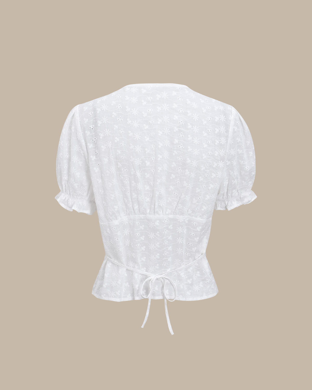 Blusa Floral Branca com Manga Bufante