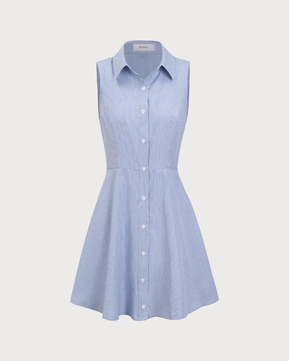 Mini-vestido listrado azul com botões