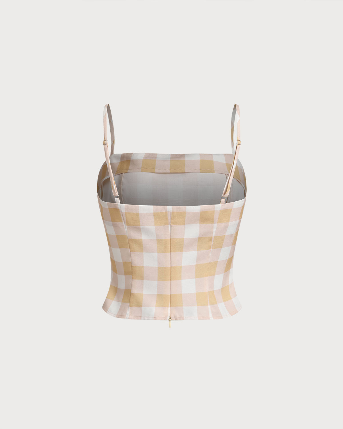 Top cami xadrez amarelo