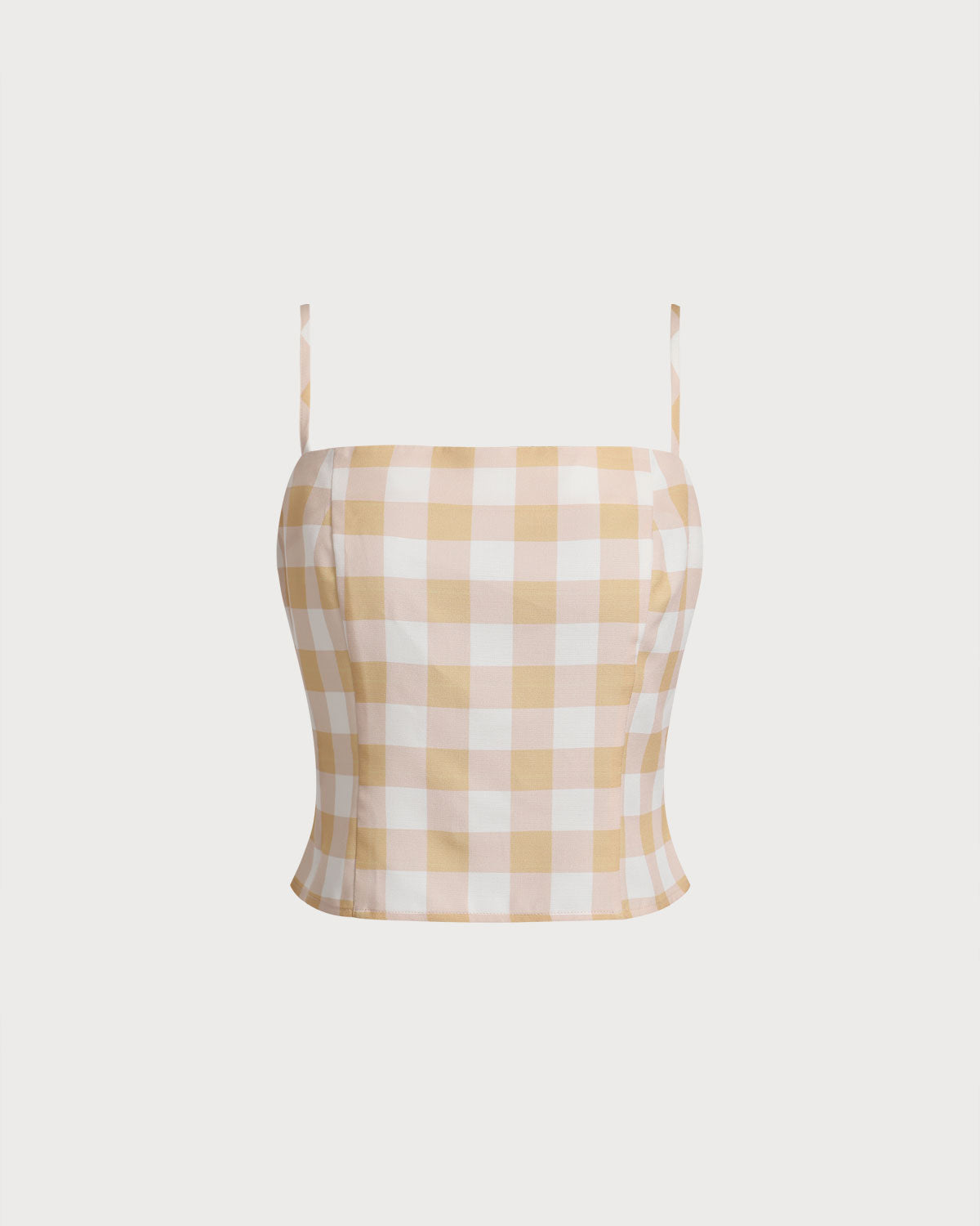 Top cami xadrez amarelo