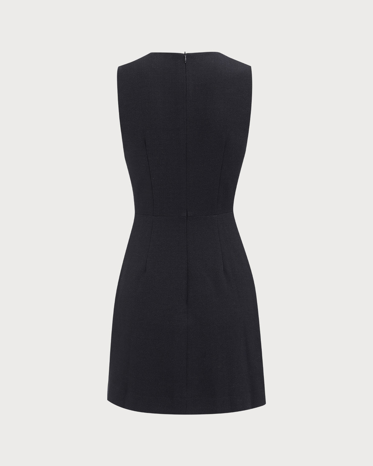 Vestido curto feminino sem mangas com decote em V — Preto