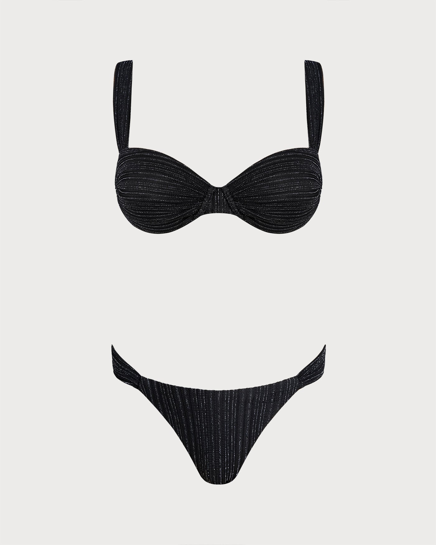 Conjunto de biquíni com aro e paetês — Preto
