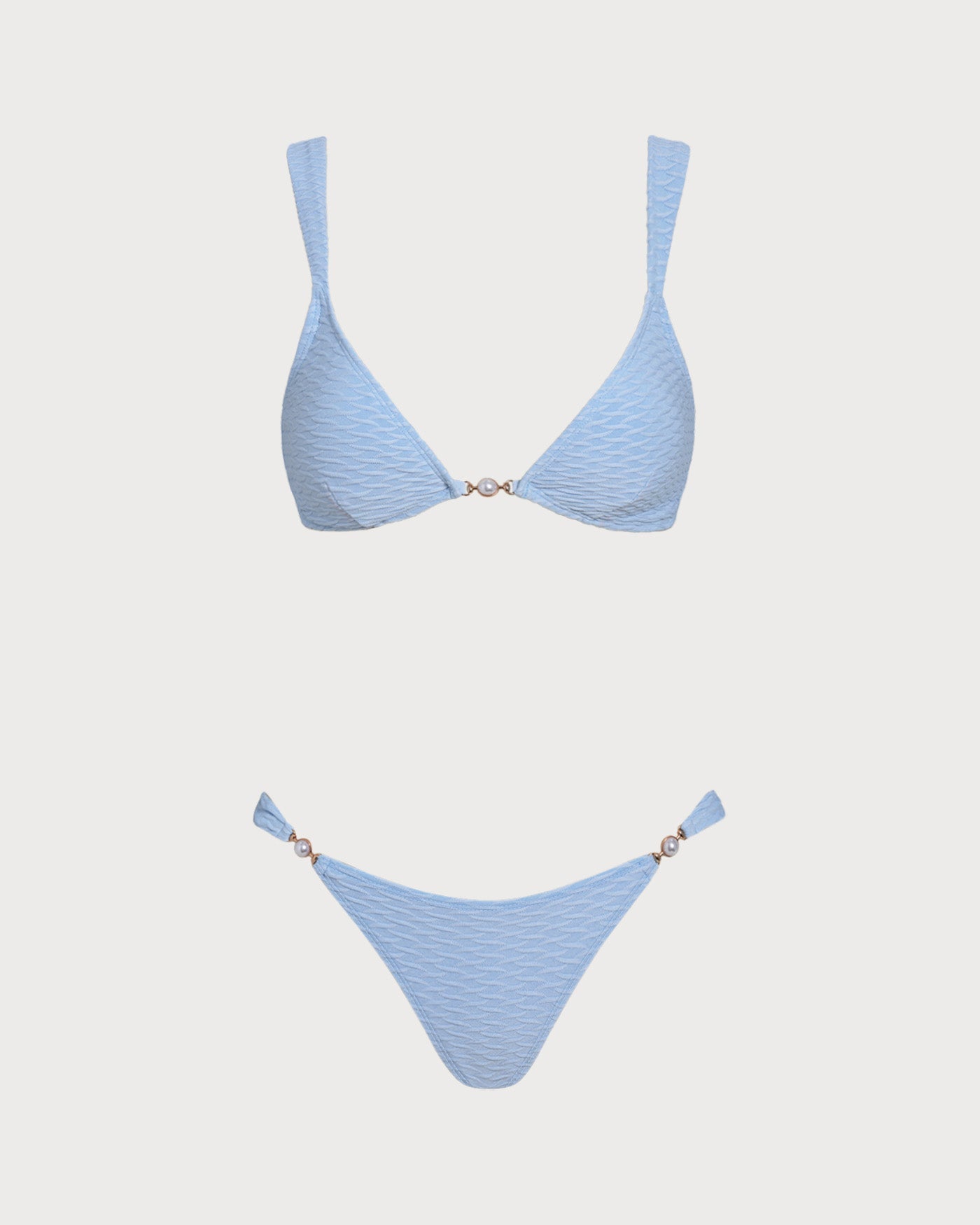 Conjunto de Biquíni Cortininha Texturizado Azul