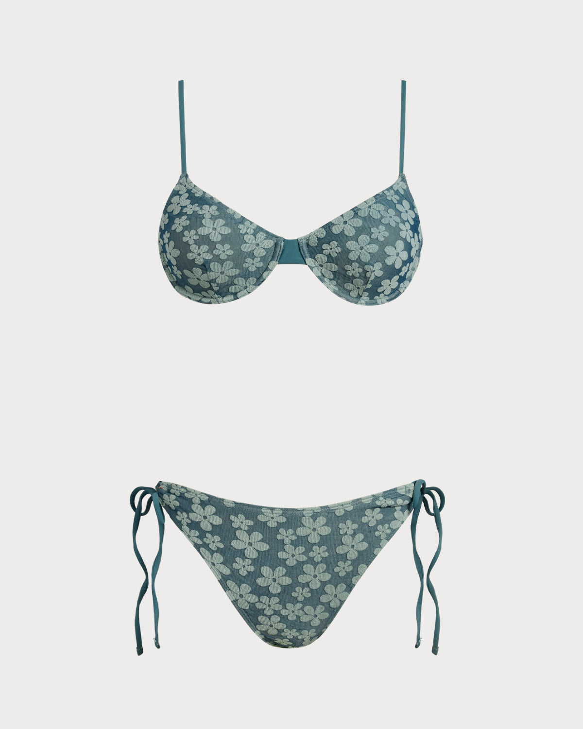 Conjunto de Biquíni Floral Verde com Top de Aro