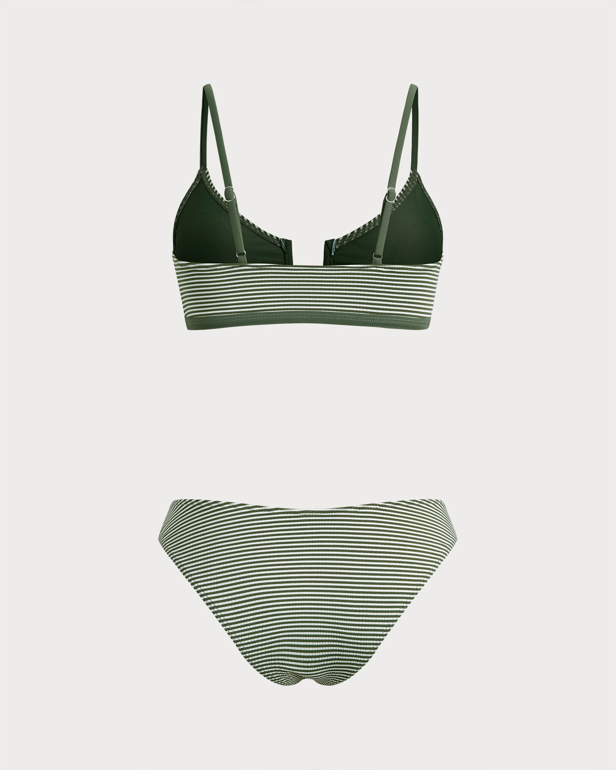 Conjunto de Biquíni Bralette Listrado Verde Militar