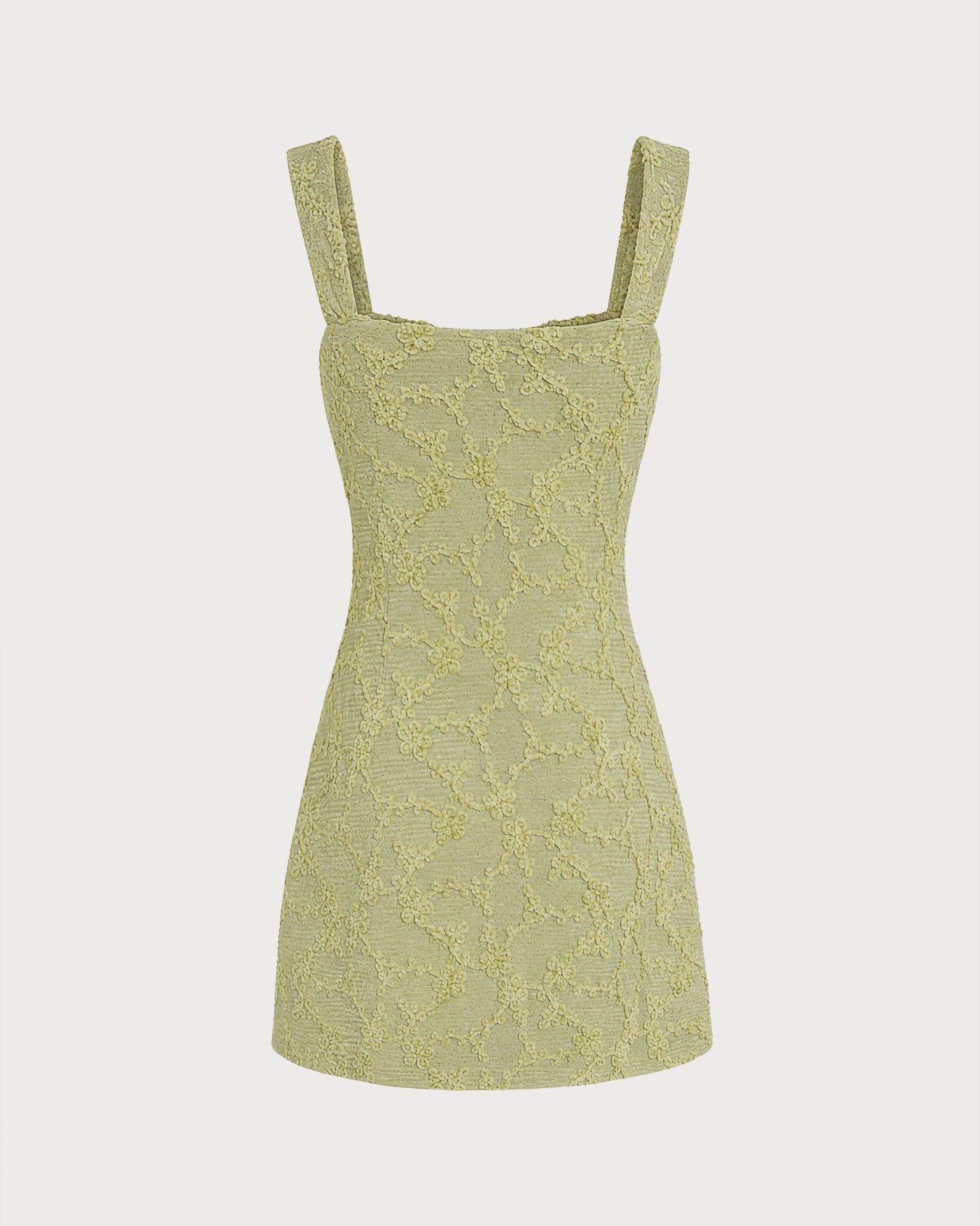 Mini vestido floral em tule verde