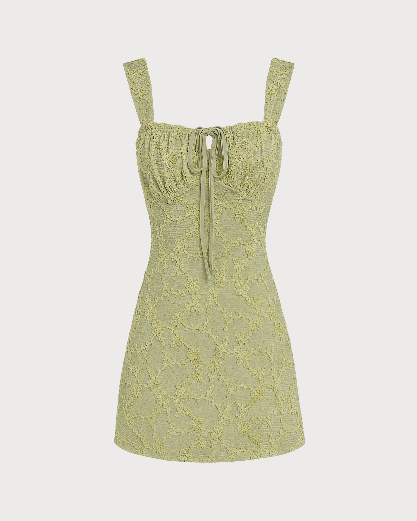 Mini vestido floral em tule verde