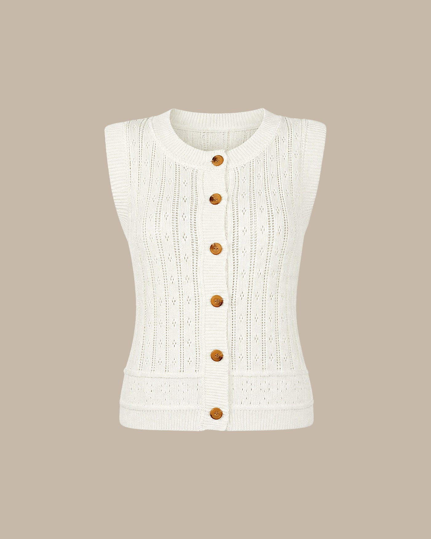 Cardigan de tricô branco com abotoamento simples