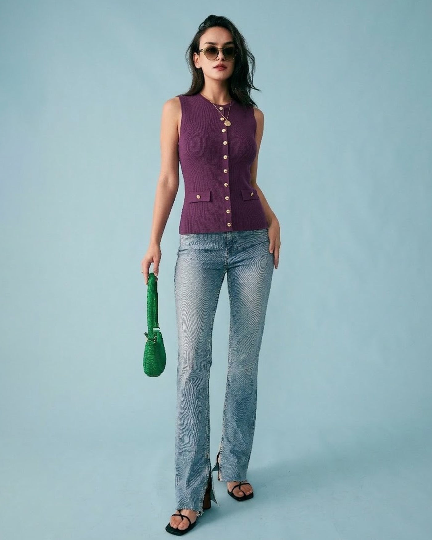 Regata roxa em viscose