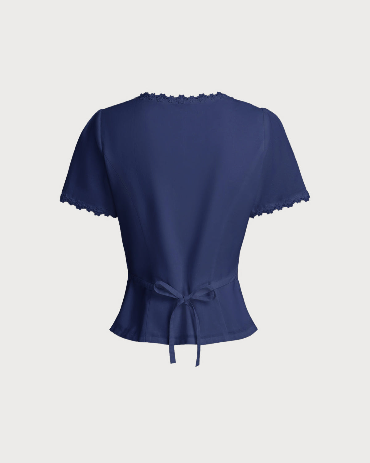 Blusa Azul Marinho com Decote Quadrado e Botões