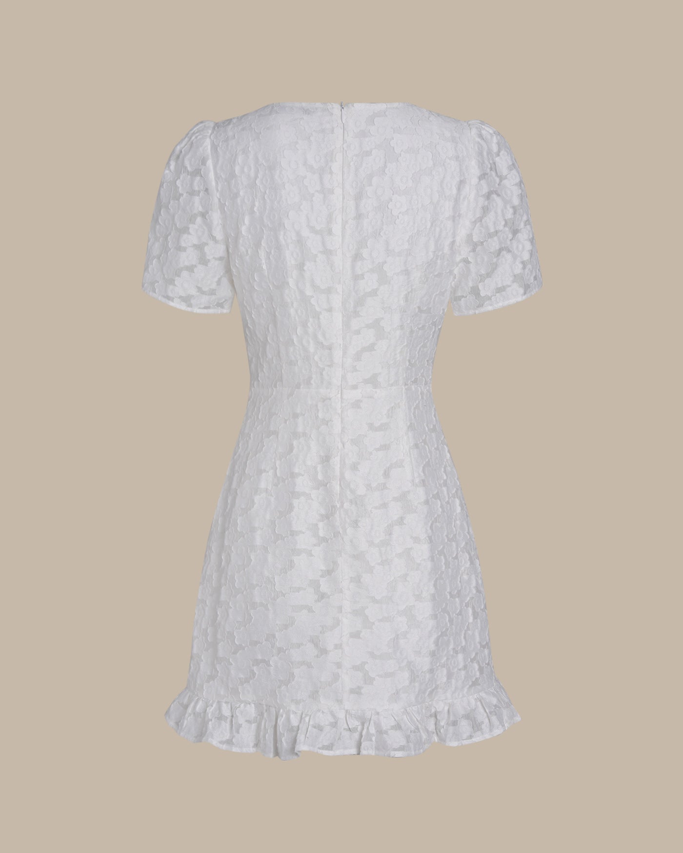 Mini vestido jacquard branco com decote em V