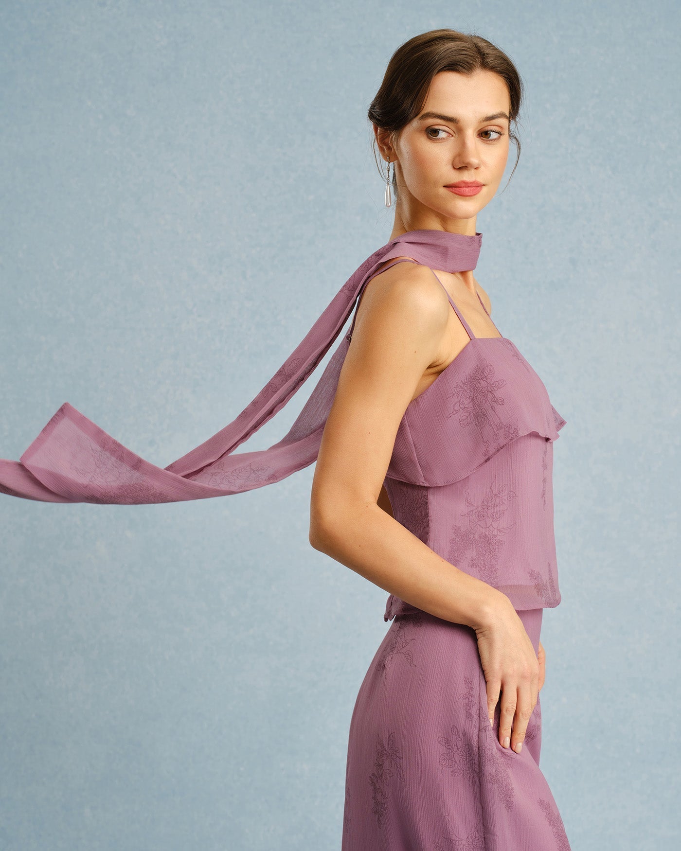 Top Cami Roxo com Decote Quadrado e Amarração