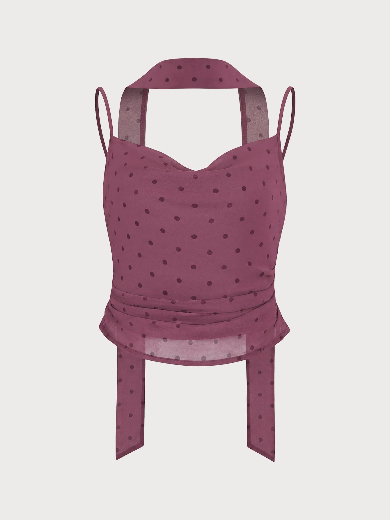 Top cami em chiffon roxo com poás