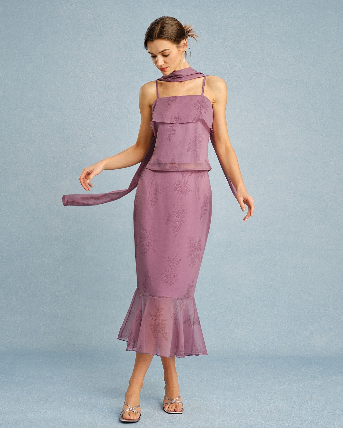 Top Cami Roxo com Decote Quadrado e Amarração