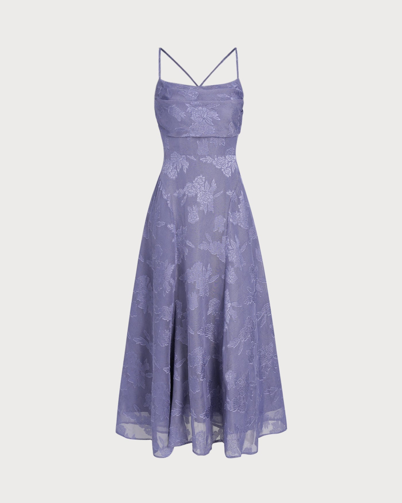 Vestido longo tipo slip em jacquard — Azul