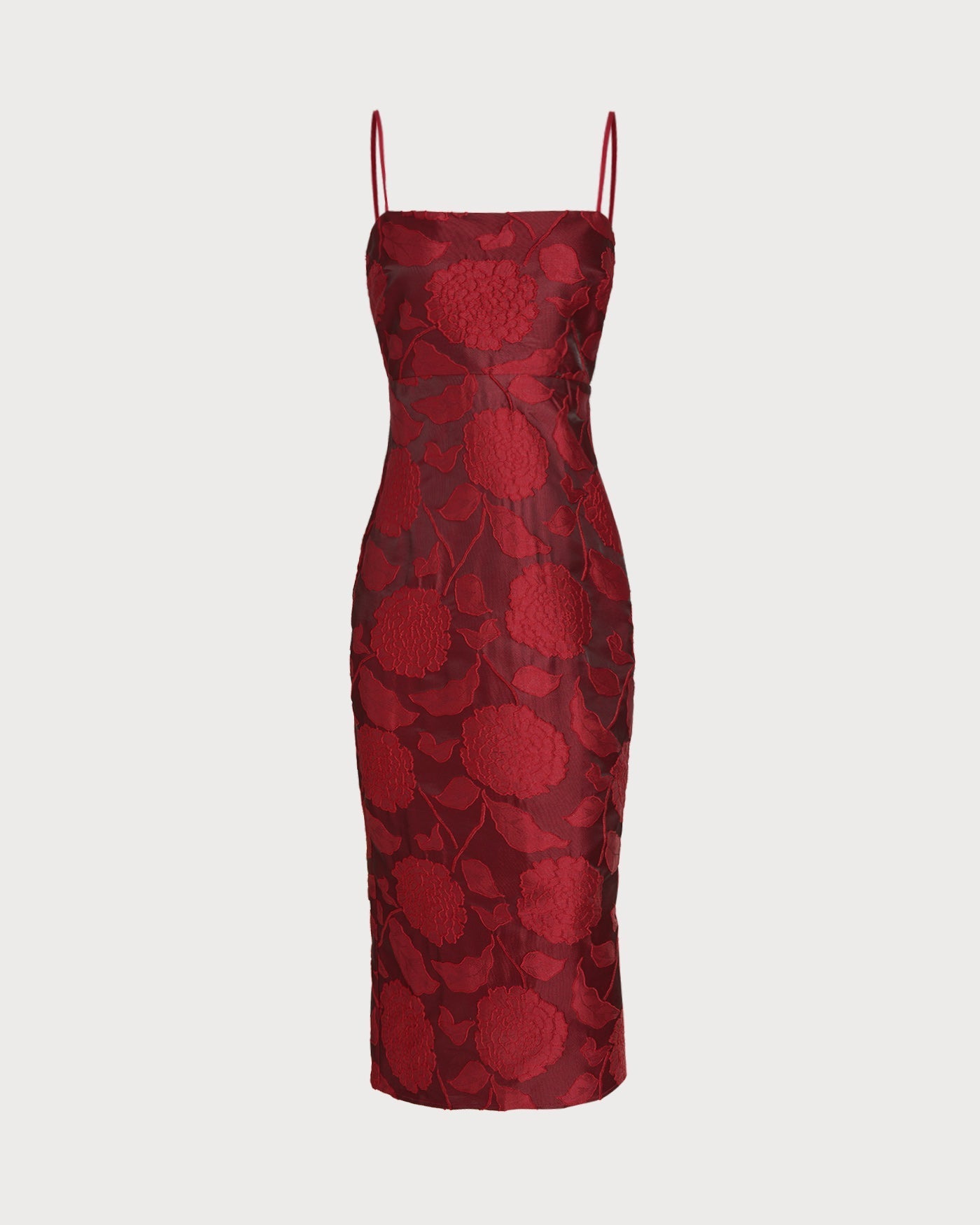 Vestido longo em jacquard vermelho