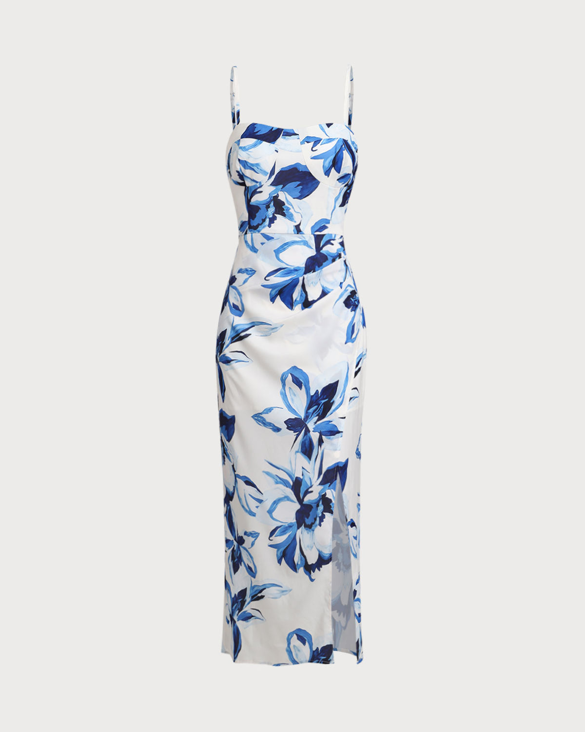 Vestido Longo Slip Boho Floral Azul