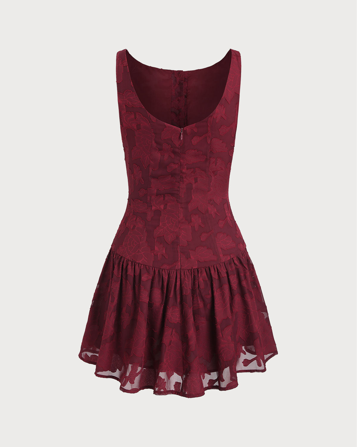 Vestido Mini Evasê em Jacquard Vermelho com Decote Canoa