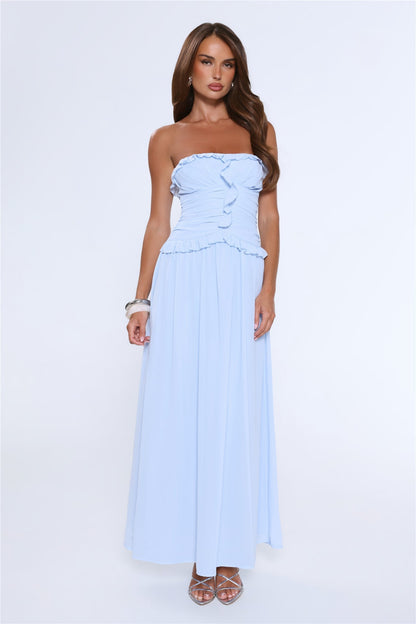 Vestido longo tomara-que-caia Hour Whispers — Azul