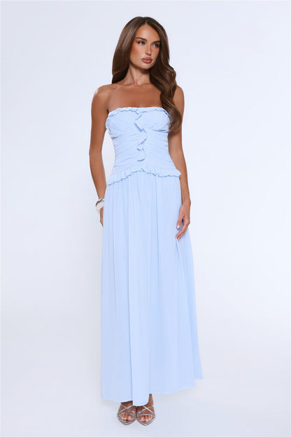 Vestido longo tomara-que-caia Hour Whispers — Azul